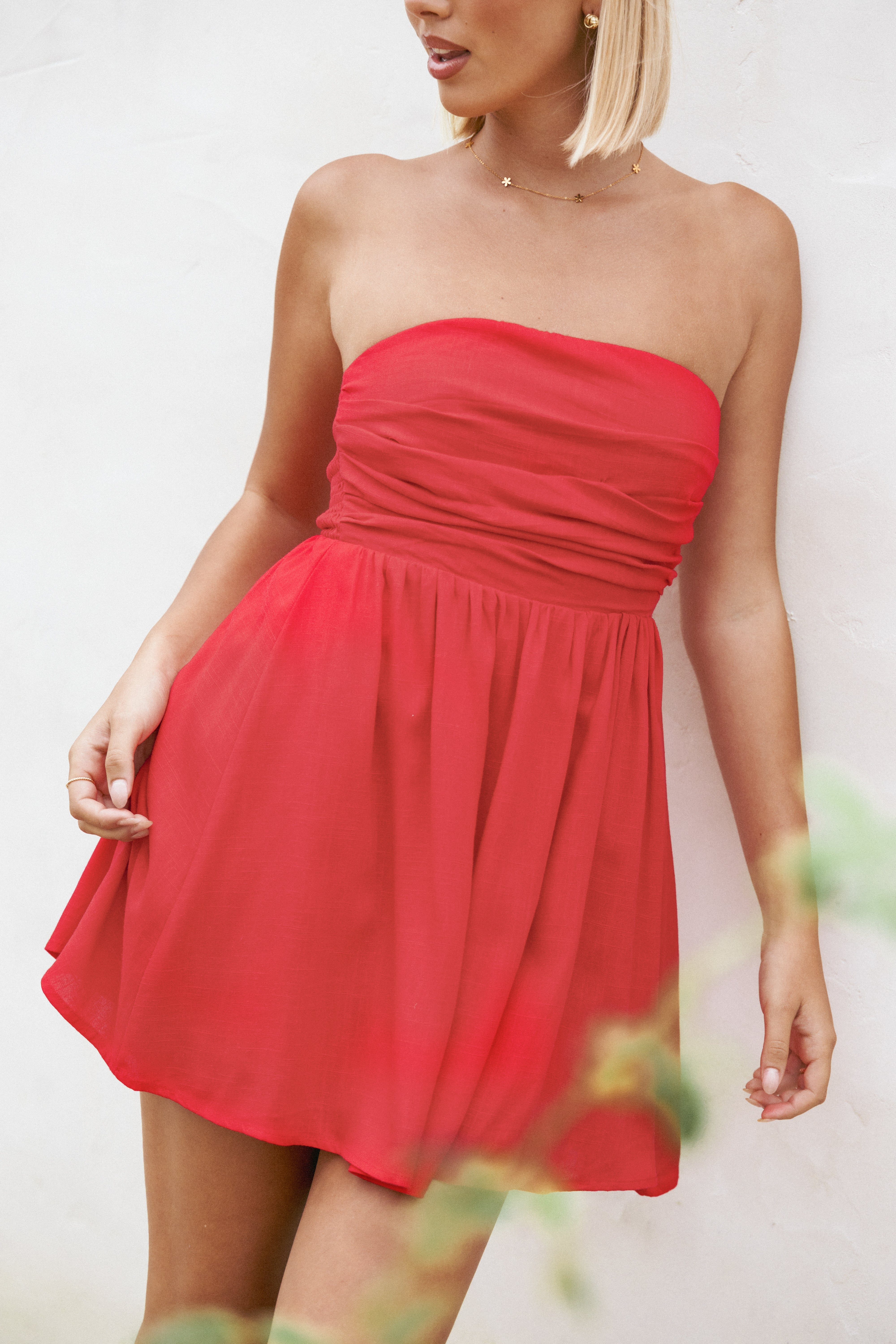 Petal and Pup USA DRESSES Katy Strapless Mini Dress - Red