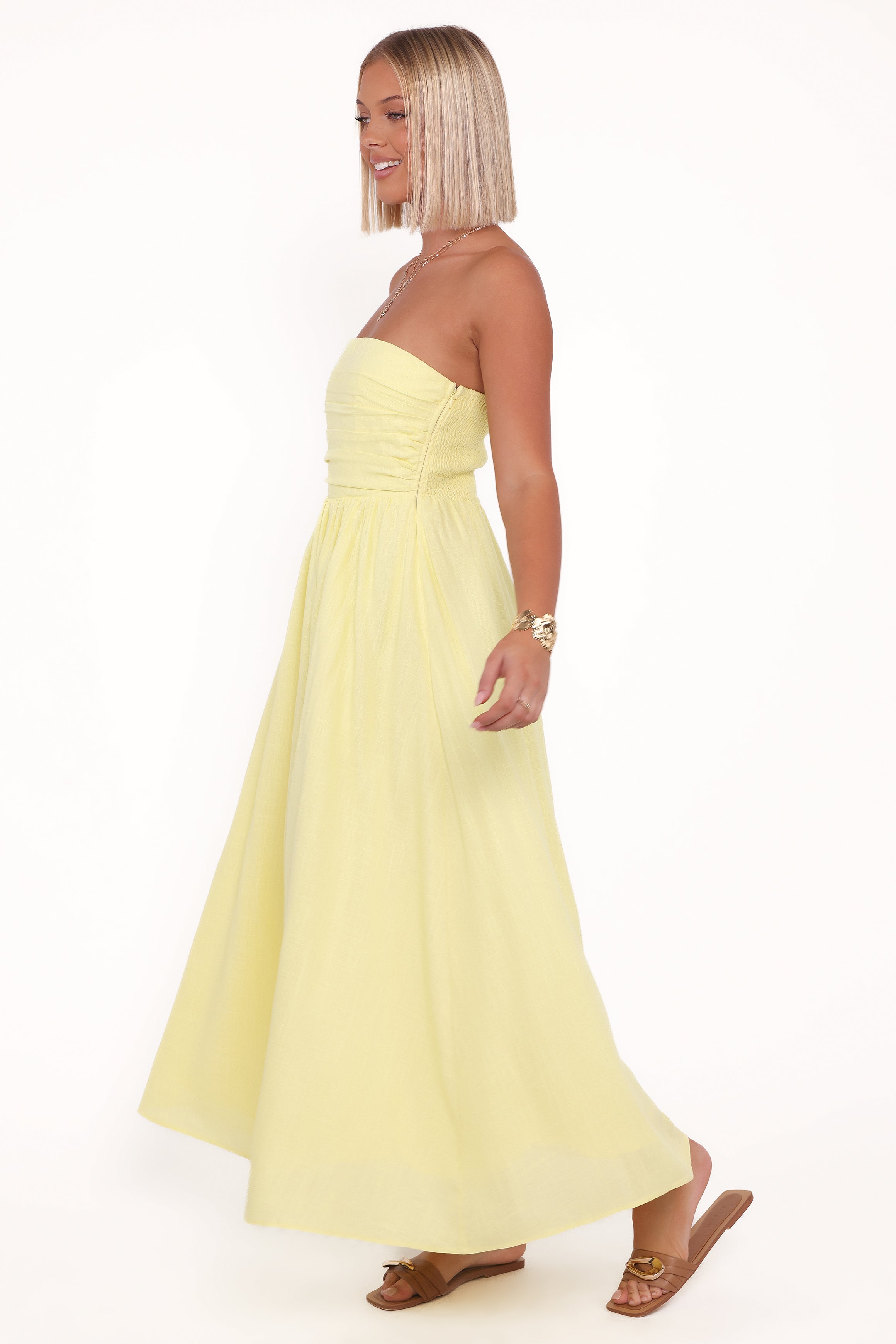 Petal and Pup USA DRESSES Kayt Strapless Dress - Butter Yellow