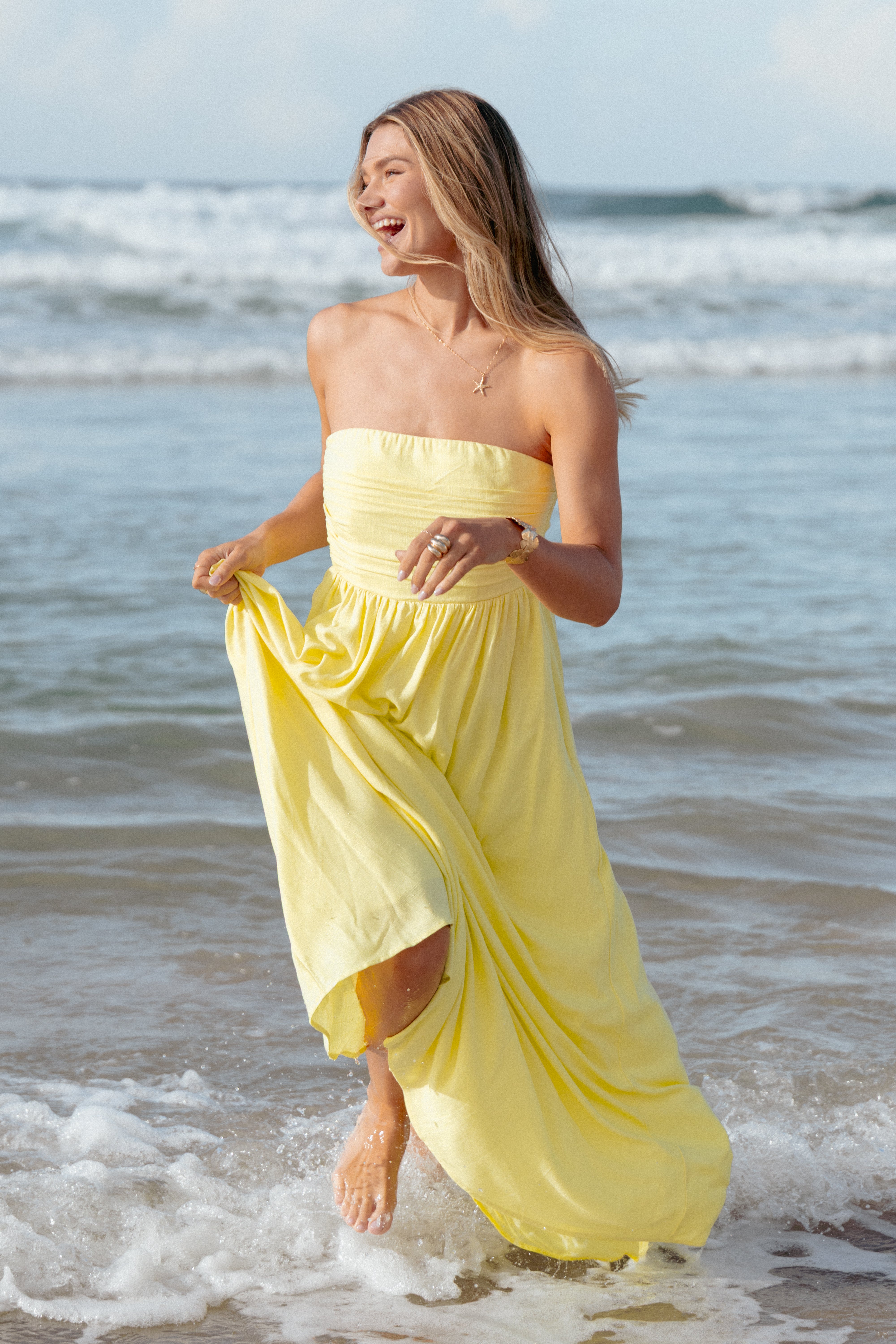 Petal and Pup USA DRESSES Kayt Strapless Dress - Butter Yellow