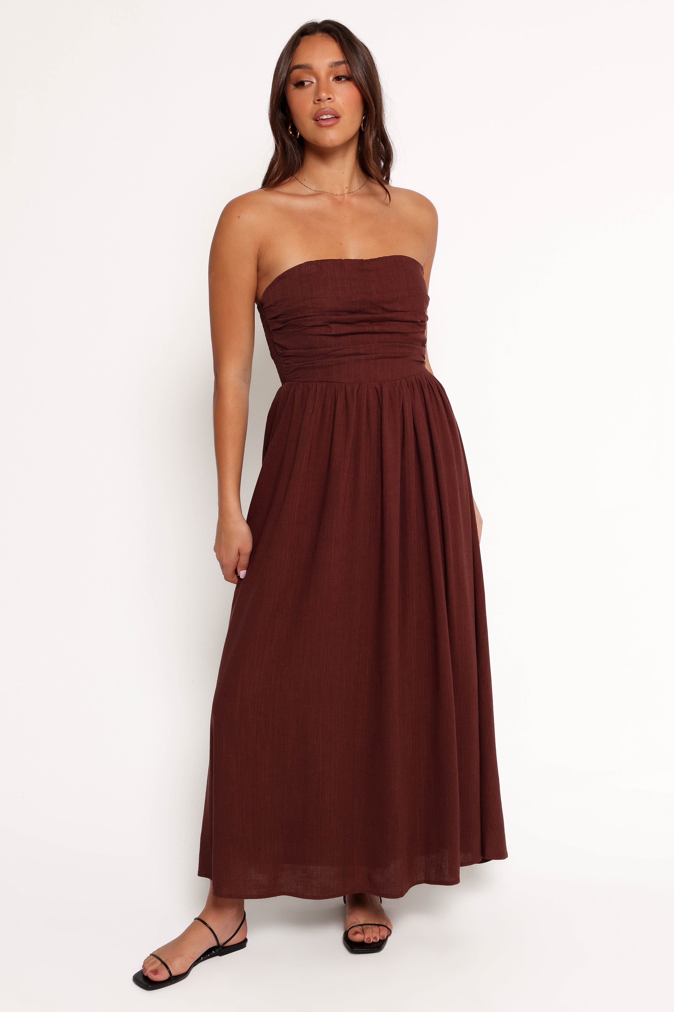 Petal and Pup USA DRESSES Kayt Strapless Dress - Chocolate Brown