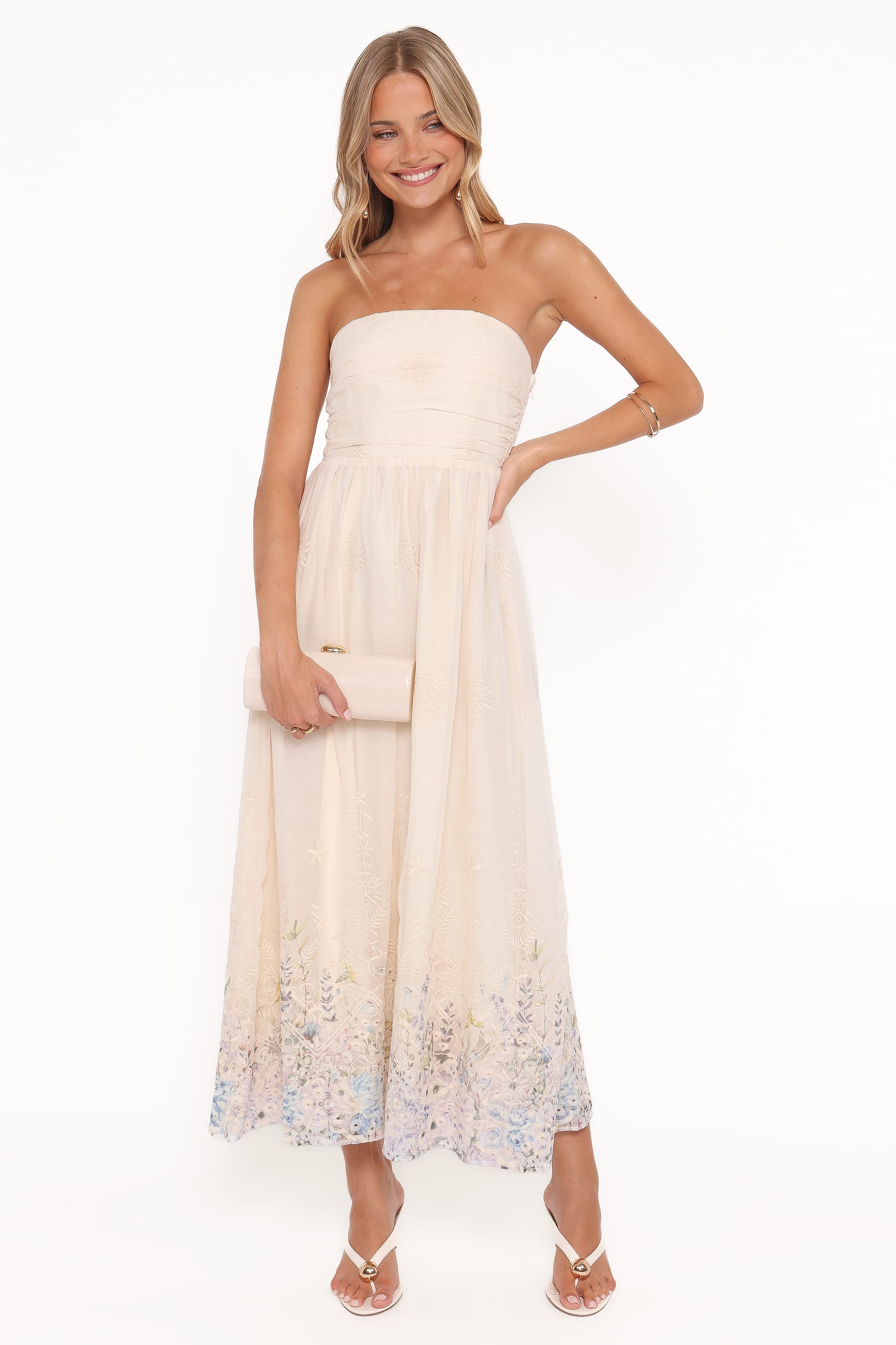 Petal and Pup USA DRESSES Kayt Strapless Dress - Embroidered Floral