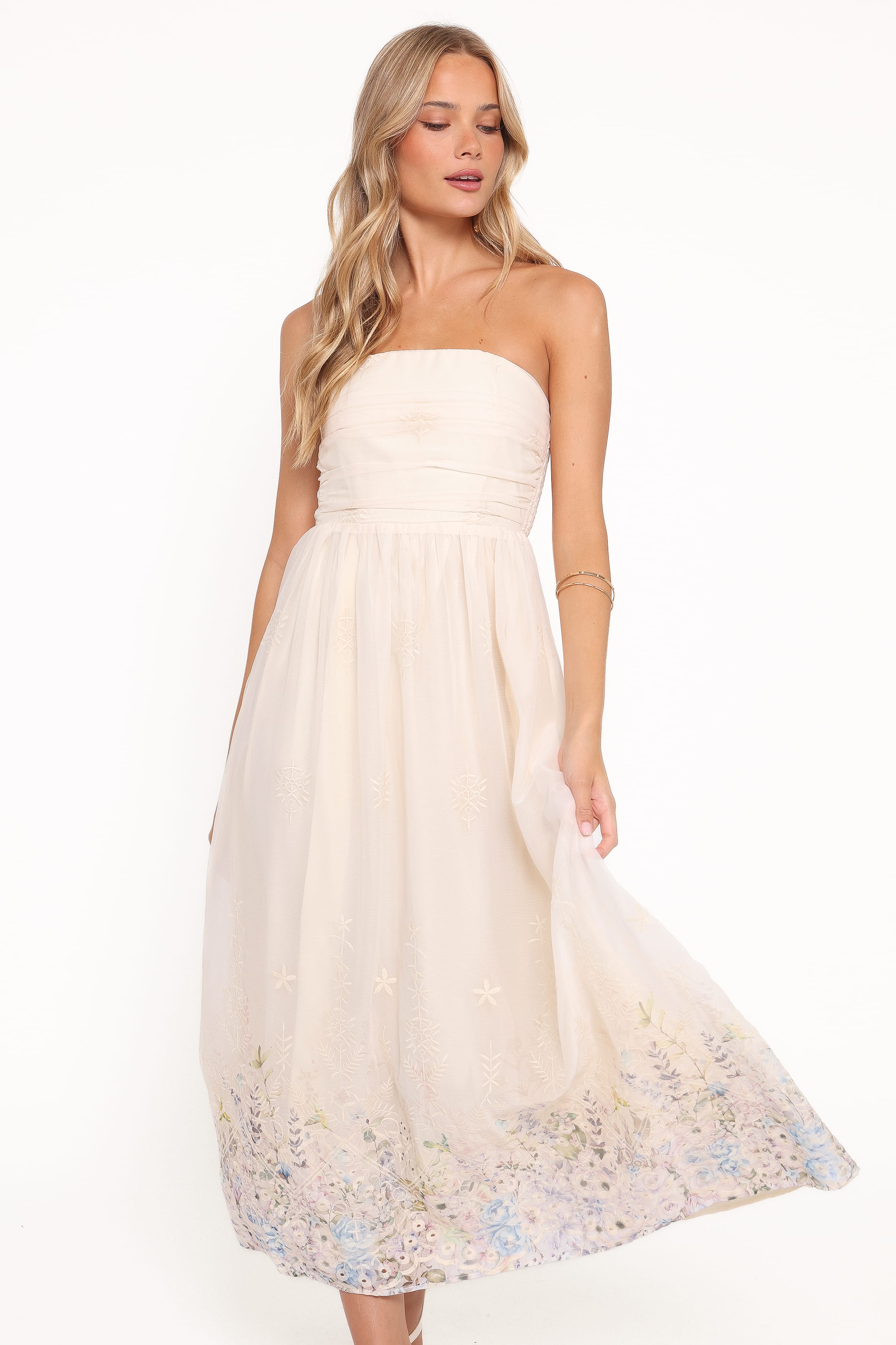Petal and Pup USA DRESSES Kayt Strapless Dress - Embroidered Floral