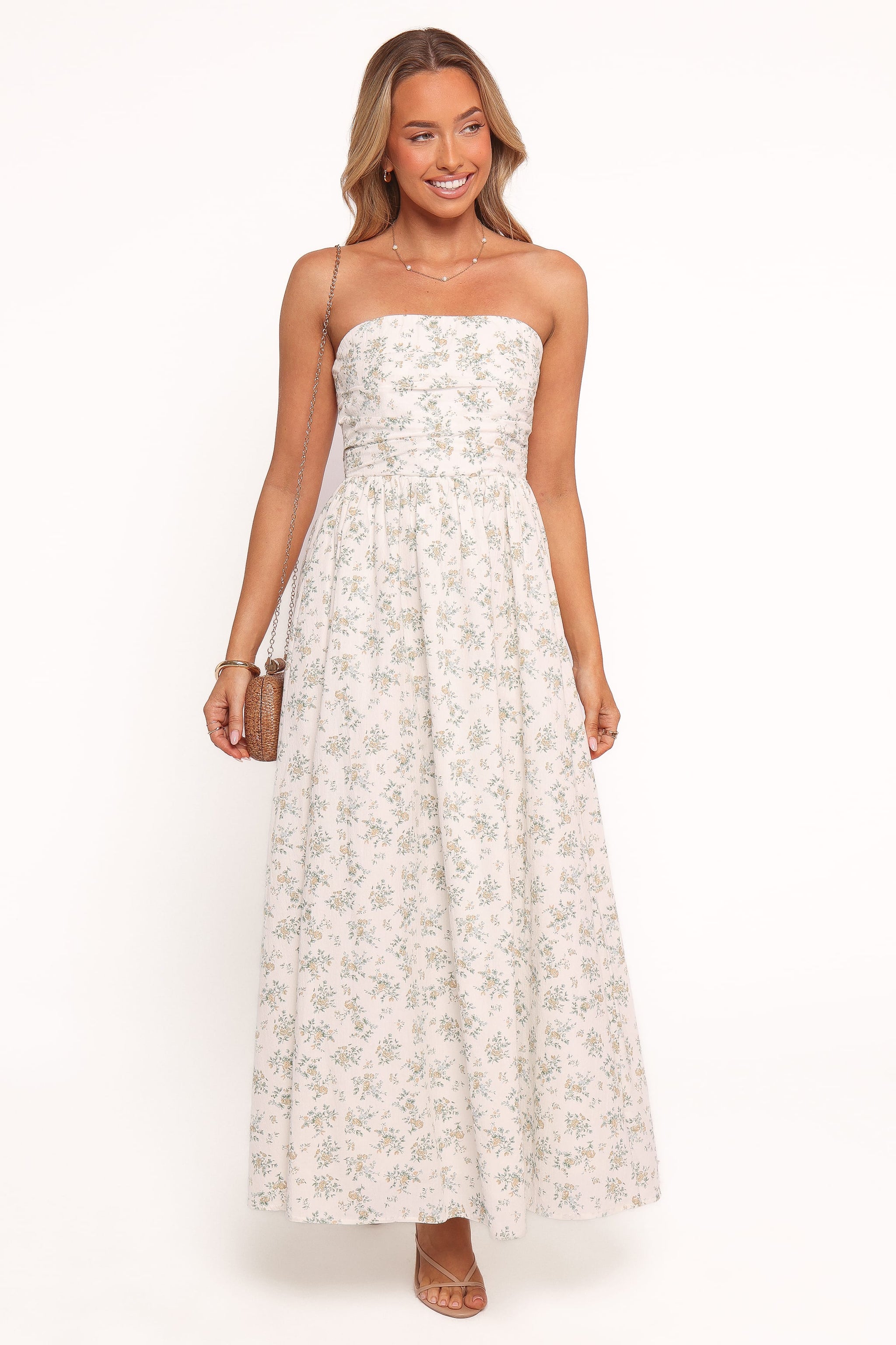white floral strapless dress Kayt Strapless Dress - Floral