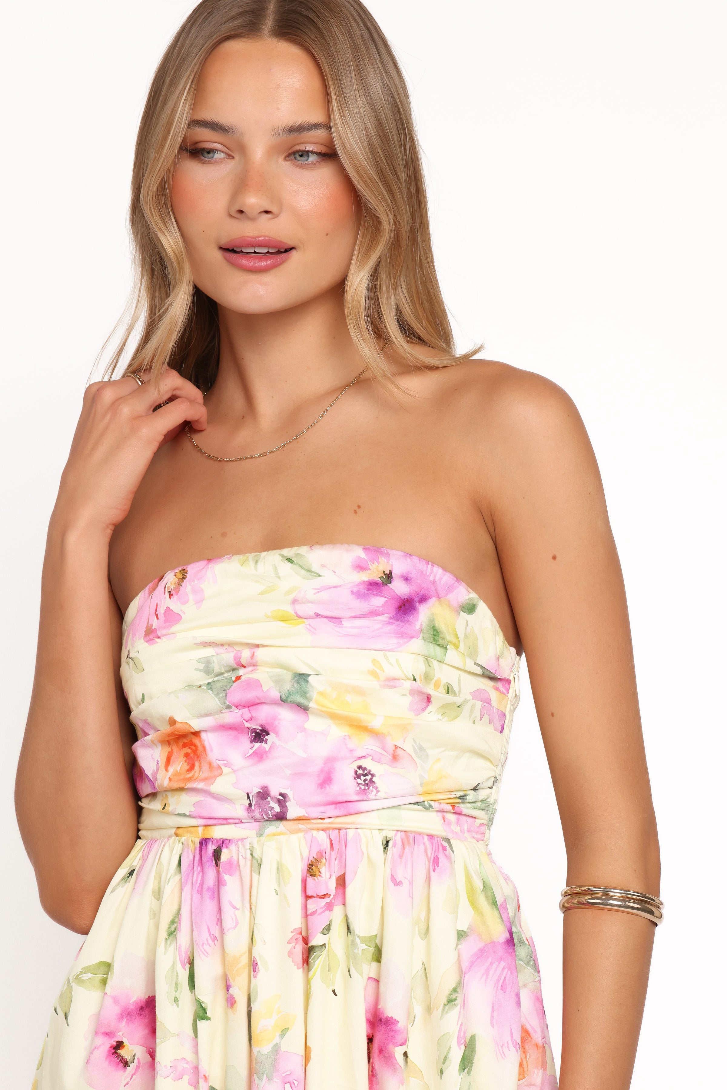 Petal and Pup USA DRESSES Kayt Strapless Dress - Yellow Petunia
