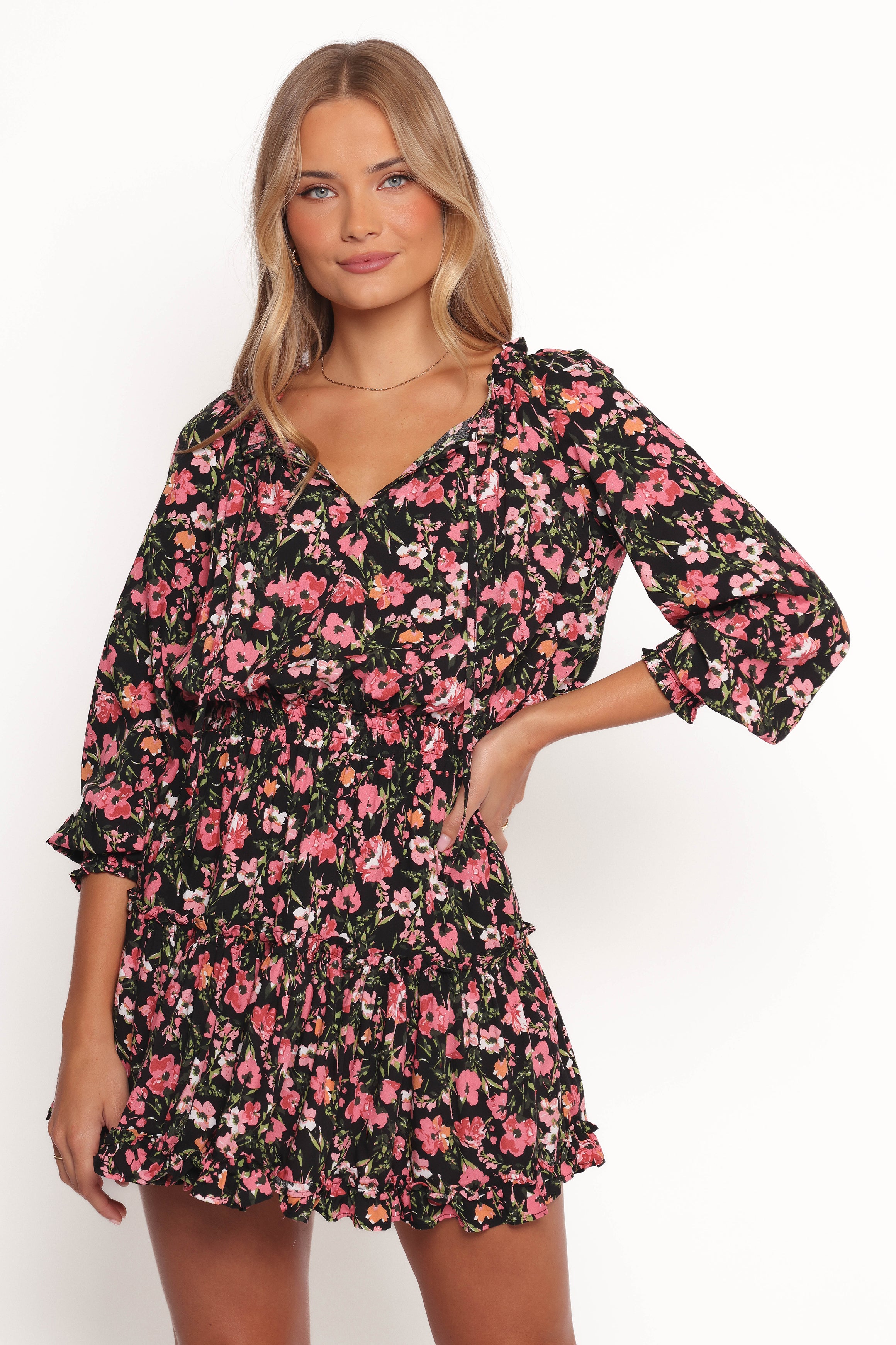 Petal and Pup USA DRESSES Kealan Dress - Black Floral