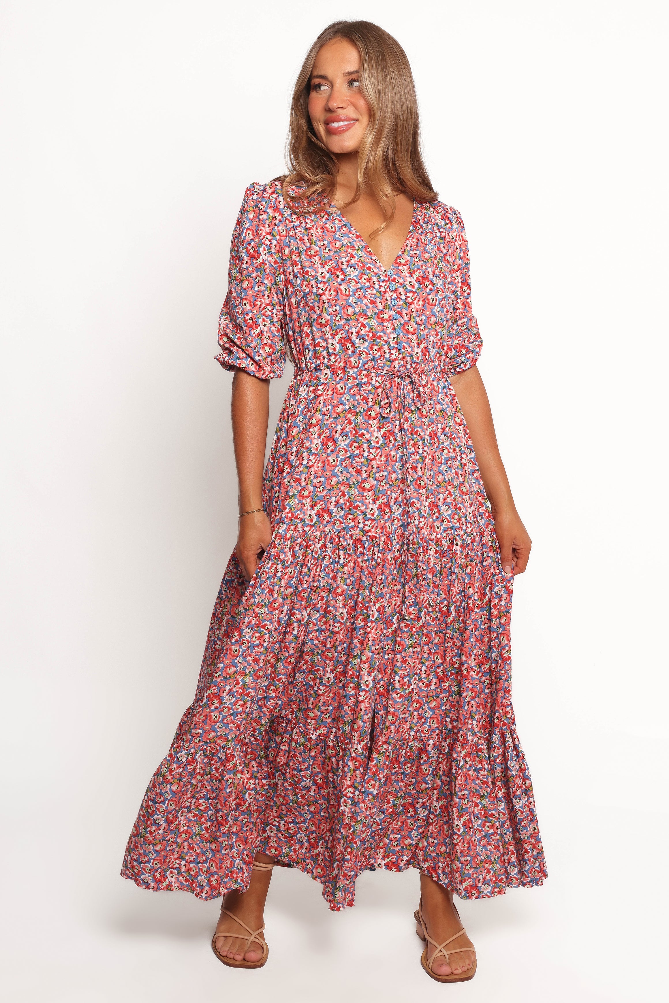 Petal and Pup USA DRESSES Kelda Dress - Blue Ditsy Floral (Hold for Rack)