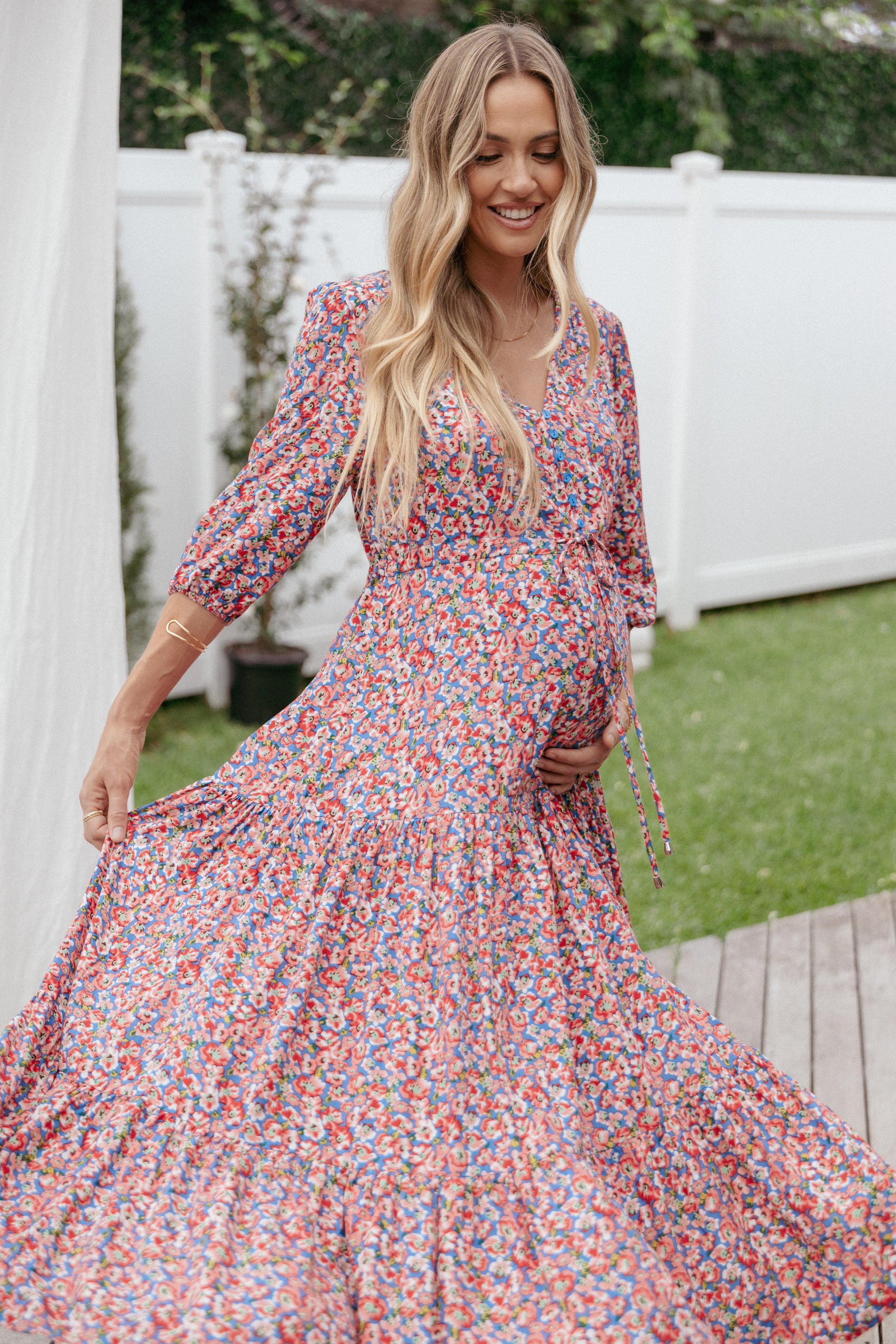 Petal and Pup USA DRESSES Kelda Dress - Blue Ditsy Floral (Hold for Rack)