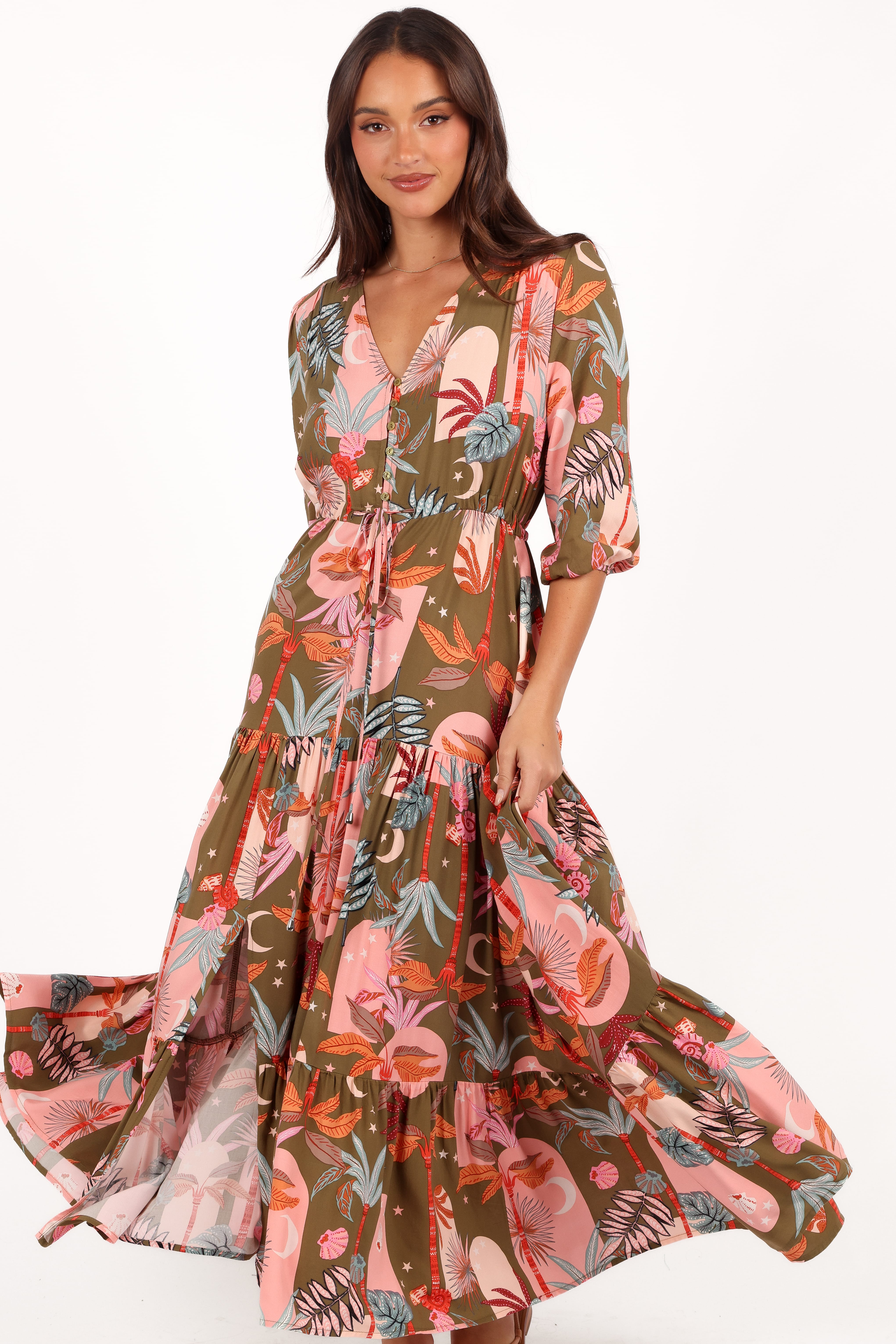 Petal and Pup USA DRESSES Kelda Dress - Green Multi