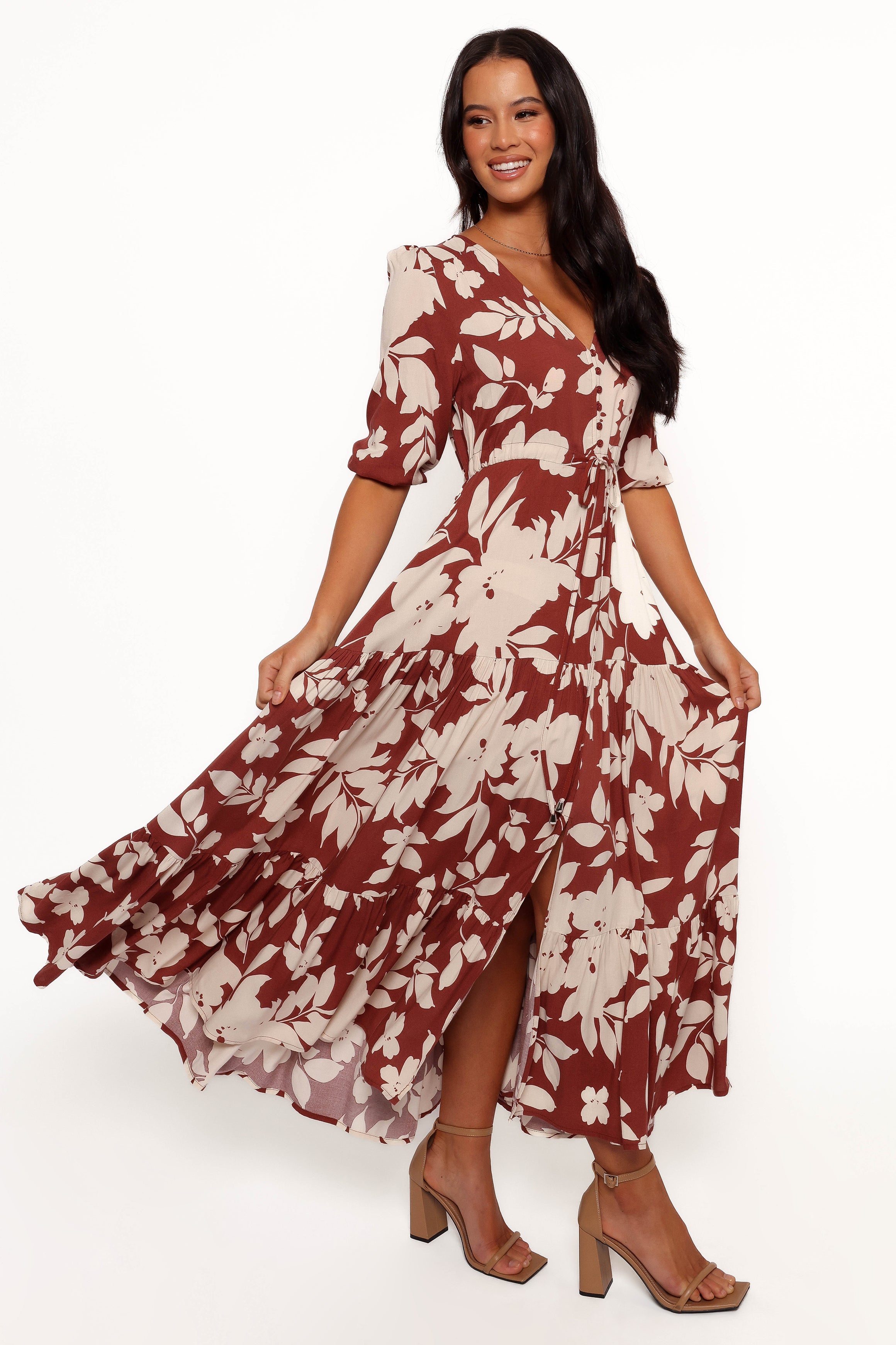 Petal and Pup USA DRESSES Kelda Dress - Rust Floral