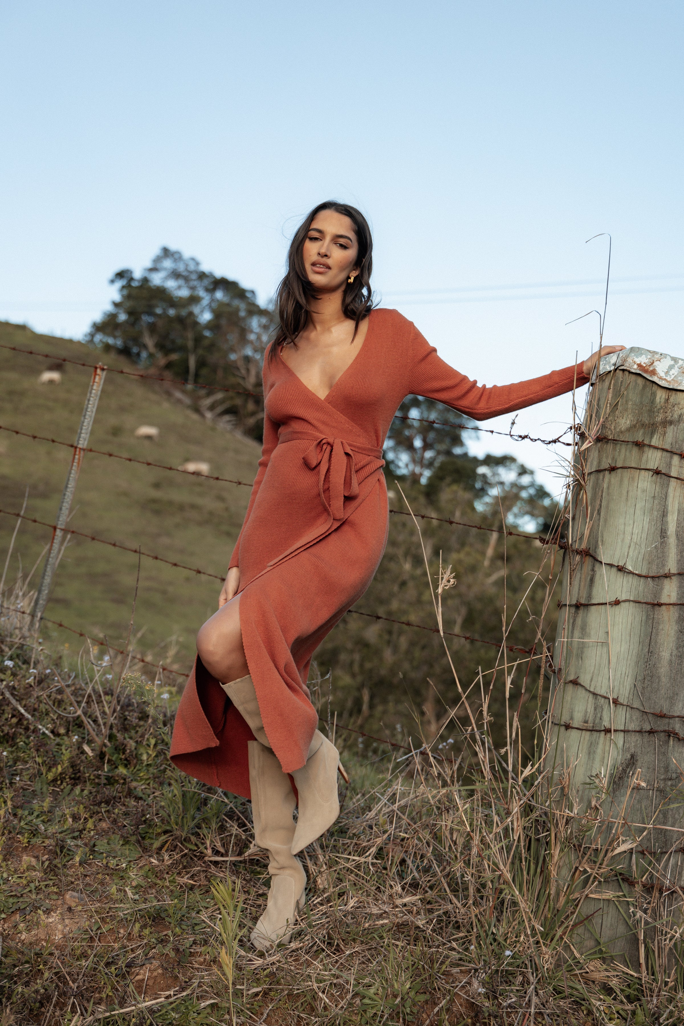 Petal and Pup USA DRESSES Kellan Wrap Midi Dress - Bronze