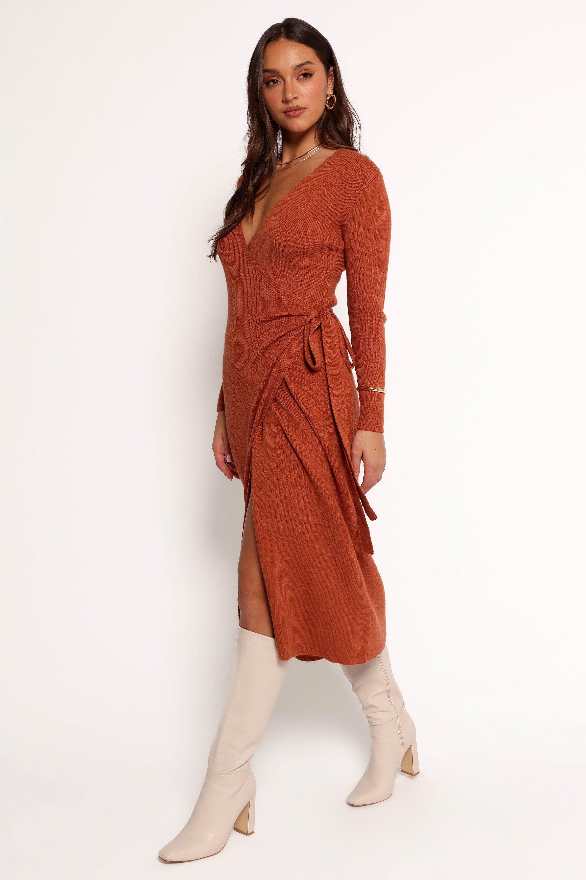 Petal and Pup USA DRESSES Kellan Wrap Midi Dress - Bronze