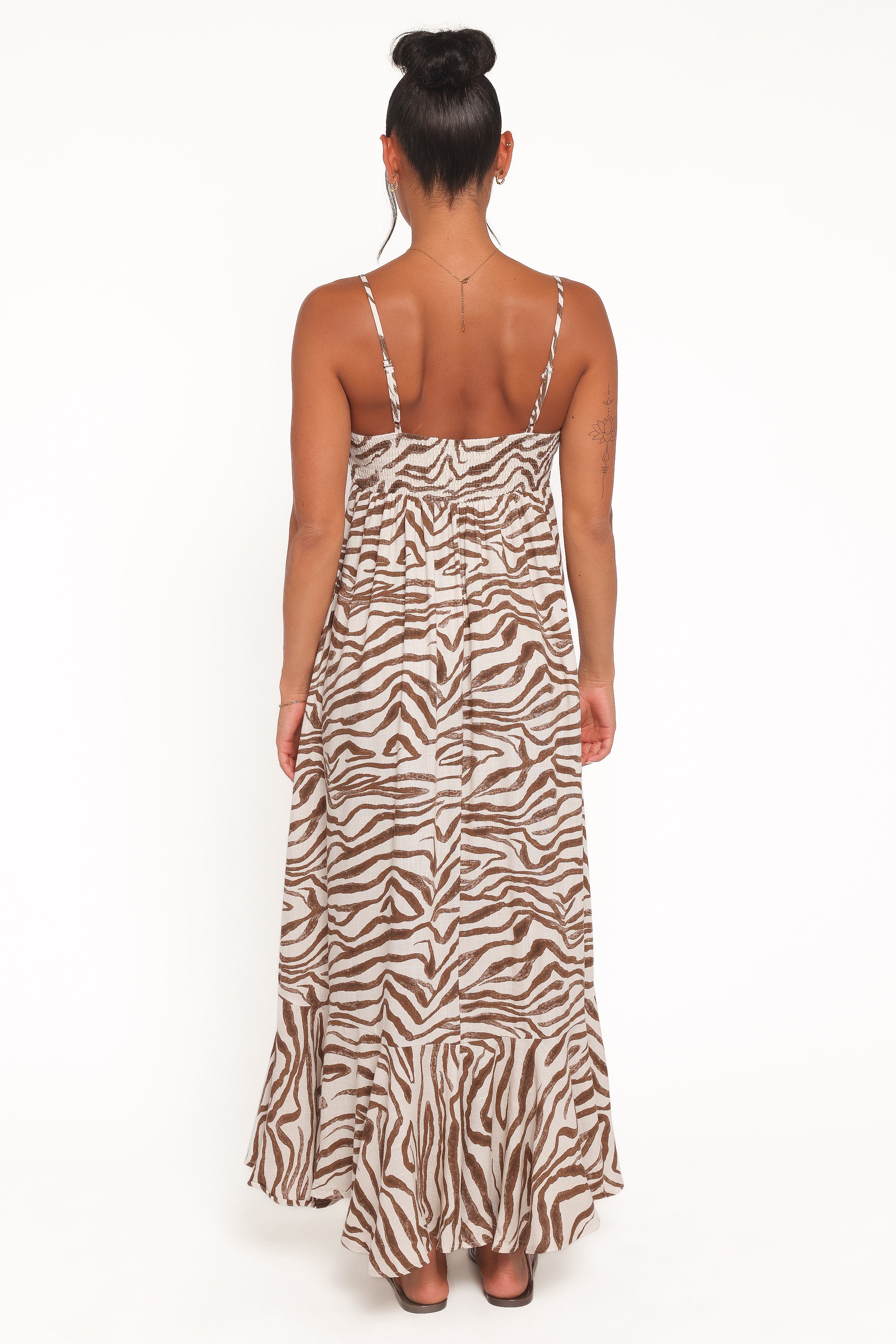 Petal and Pup USA DRESSES Kelsie Midi Dress - Brown Zebra