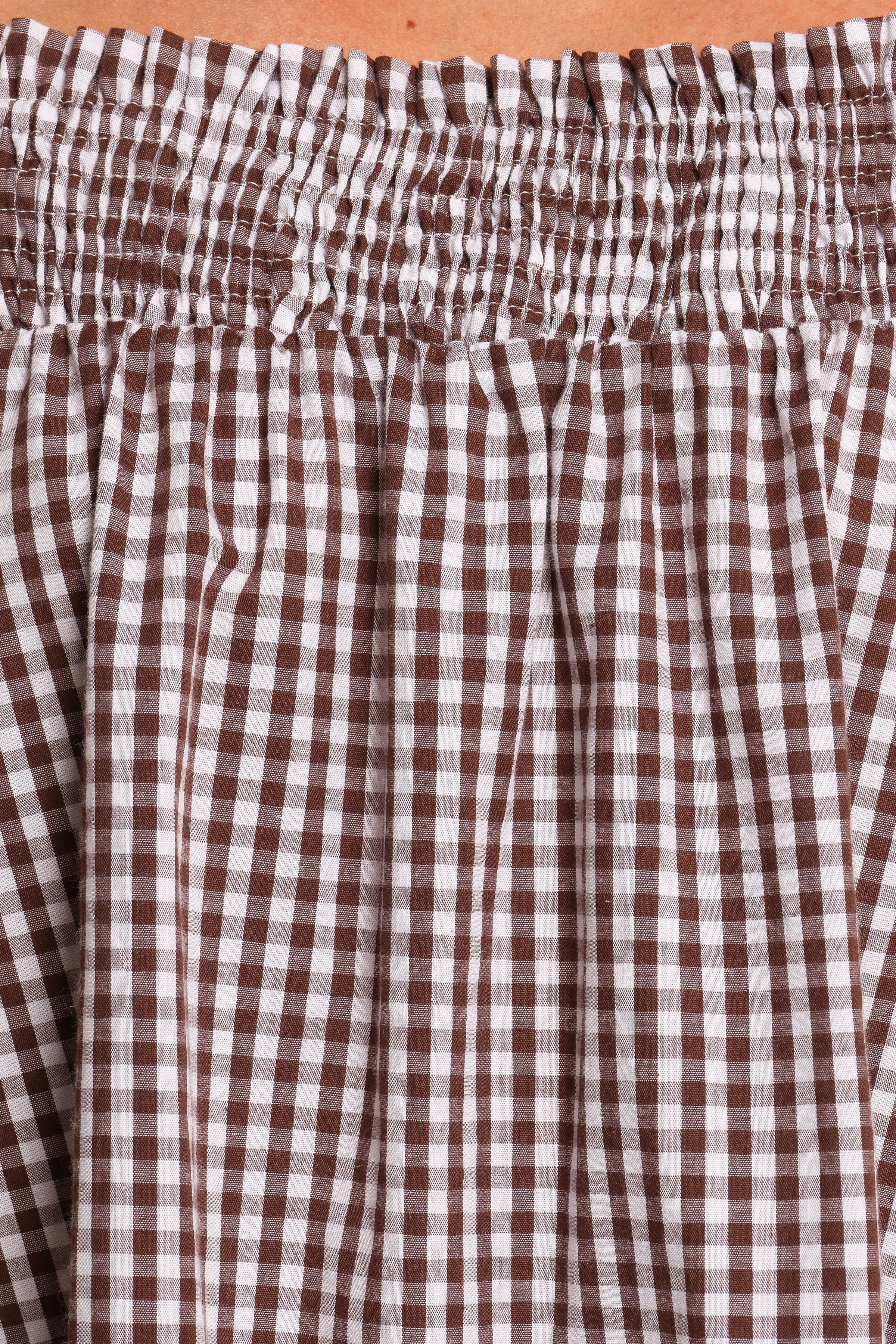 Petal and Pup USA DRESSES Kennedy Smock Mini Dress - Chocolate Gingham