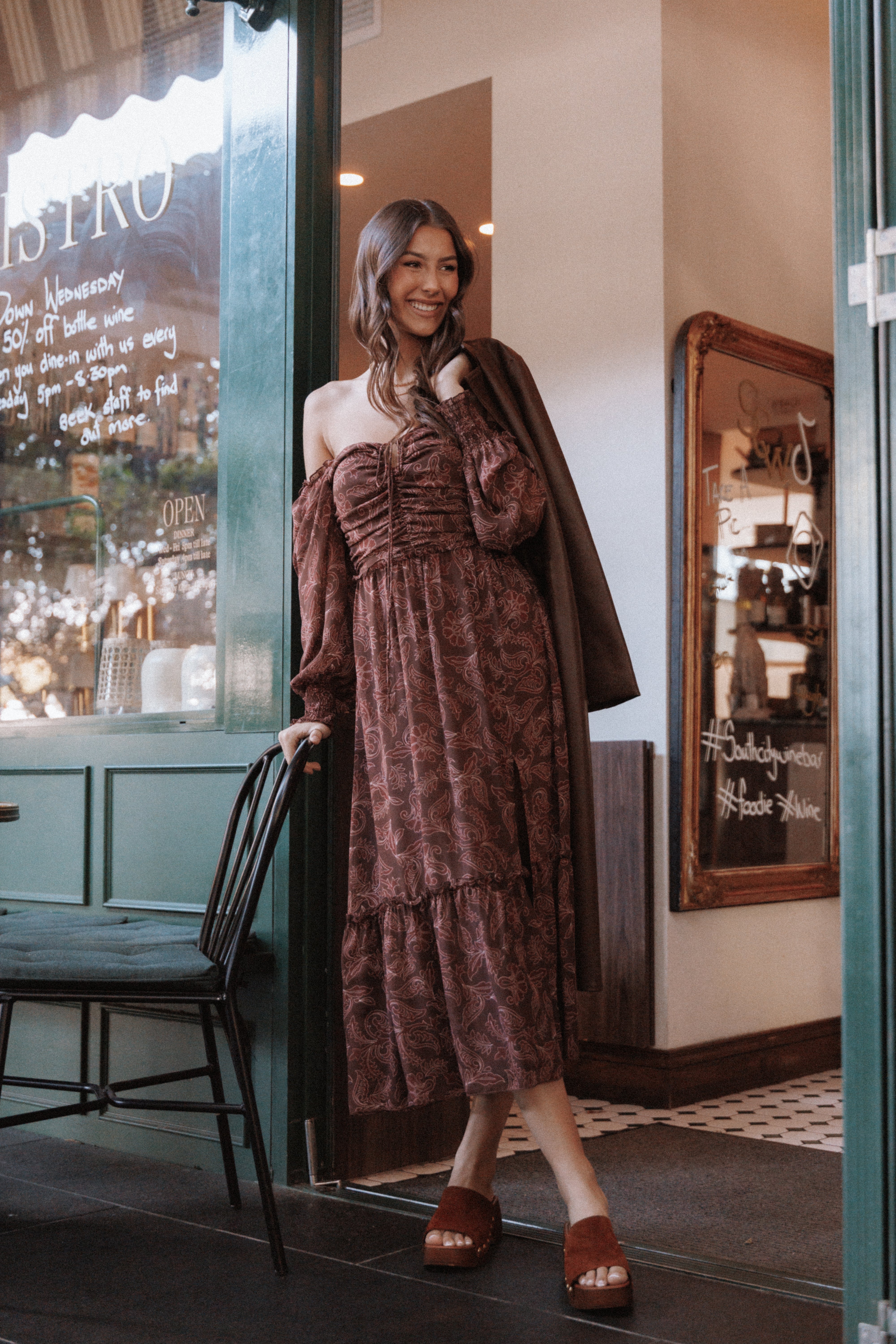Petal and Pup USA DRESSES Keziah Long Sleeve Maxi Dress - Burgundy Paisley