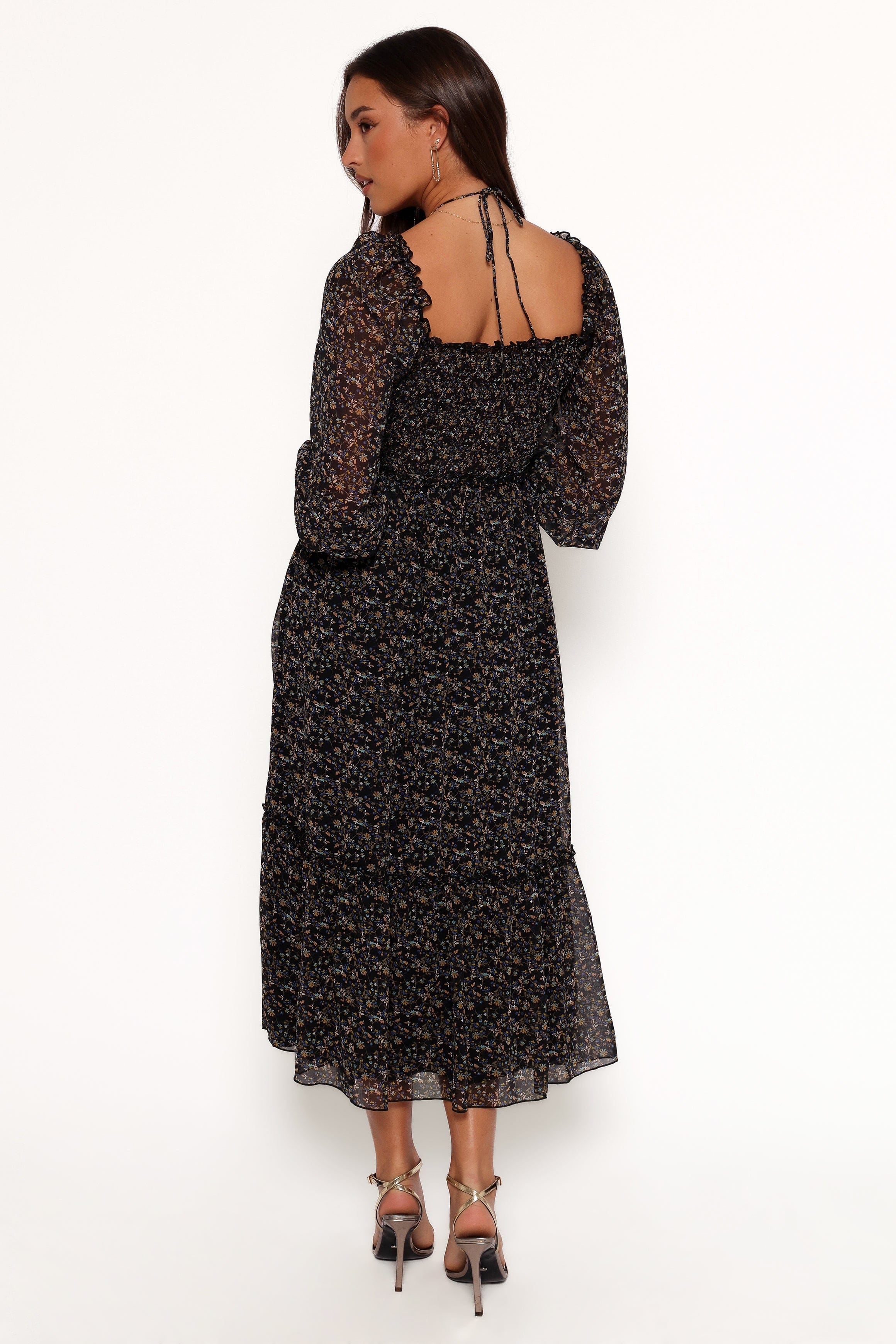 Petal and Pup USA DRESSES Keziah Long Sleeve Maxi Dress - Navy Ditsy Floral