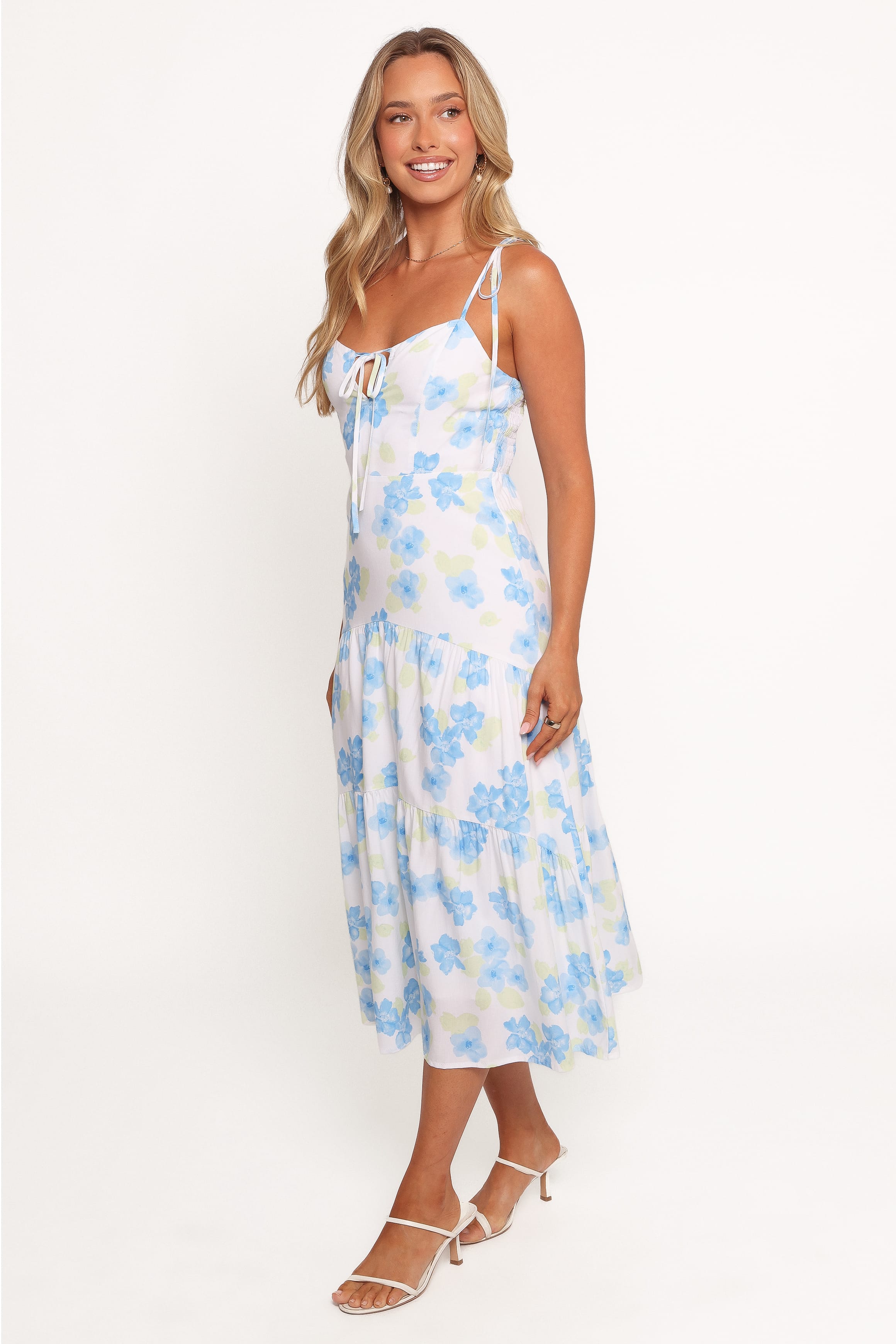 Petal and Pup USA DRESSES Kieran Midi Dress - Blue Floral (Hold for Rack)