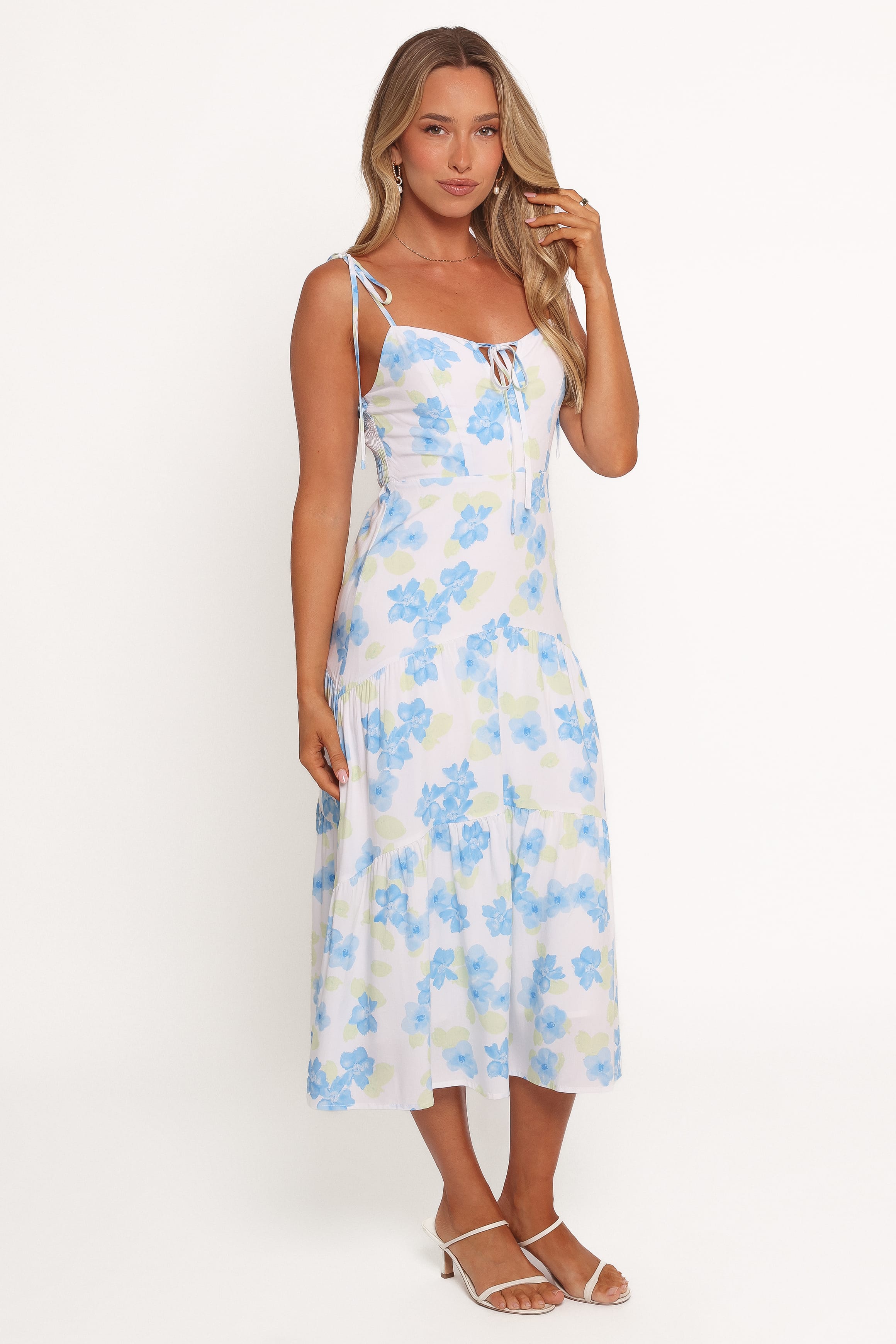 Petal and Pup USA DRESSES Kieran Midi Dress - Blue Floral (Hold for Rack)