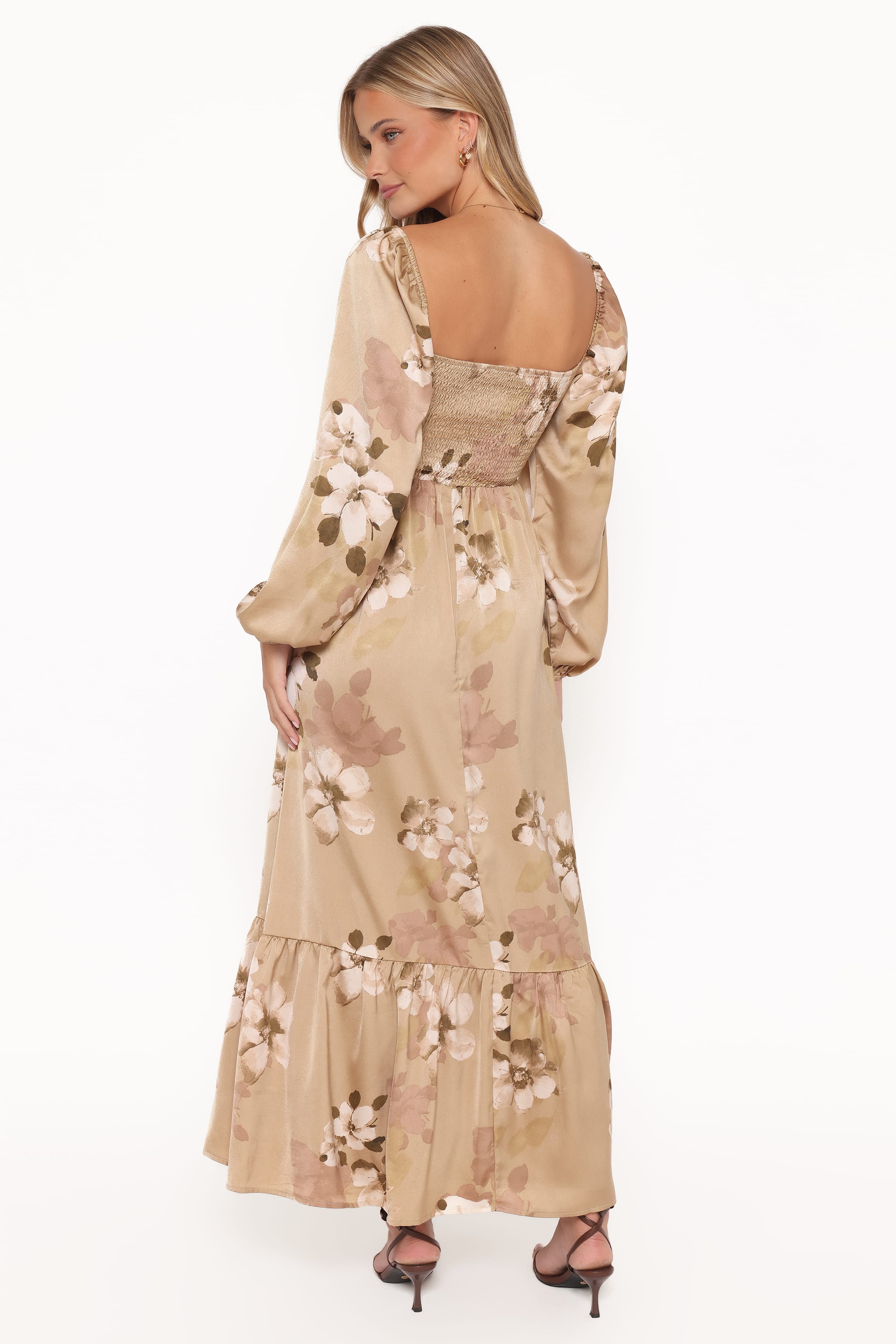 Petal and Pup USA DRESSES Kindra Long Sleeve Maxi Dress - Brown Floral
