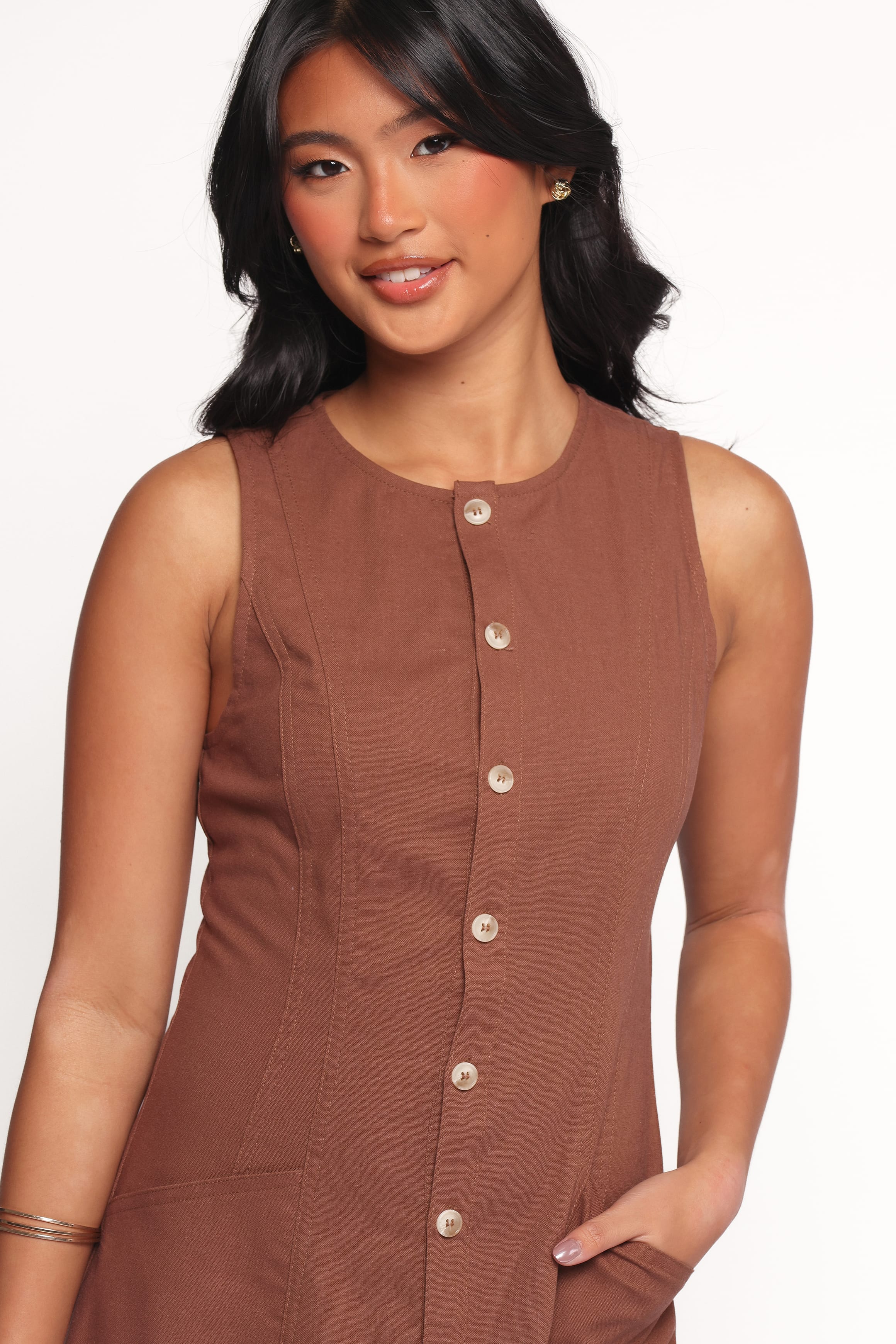 Petal and Pup USA DRESSES Kingsley Midi Dress - Chocolate