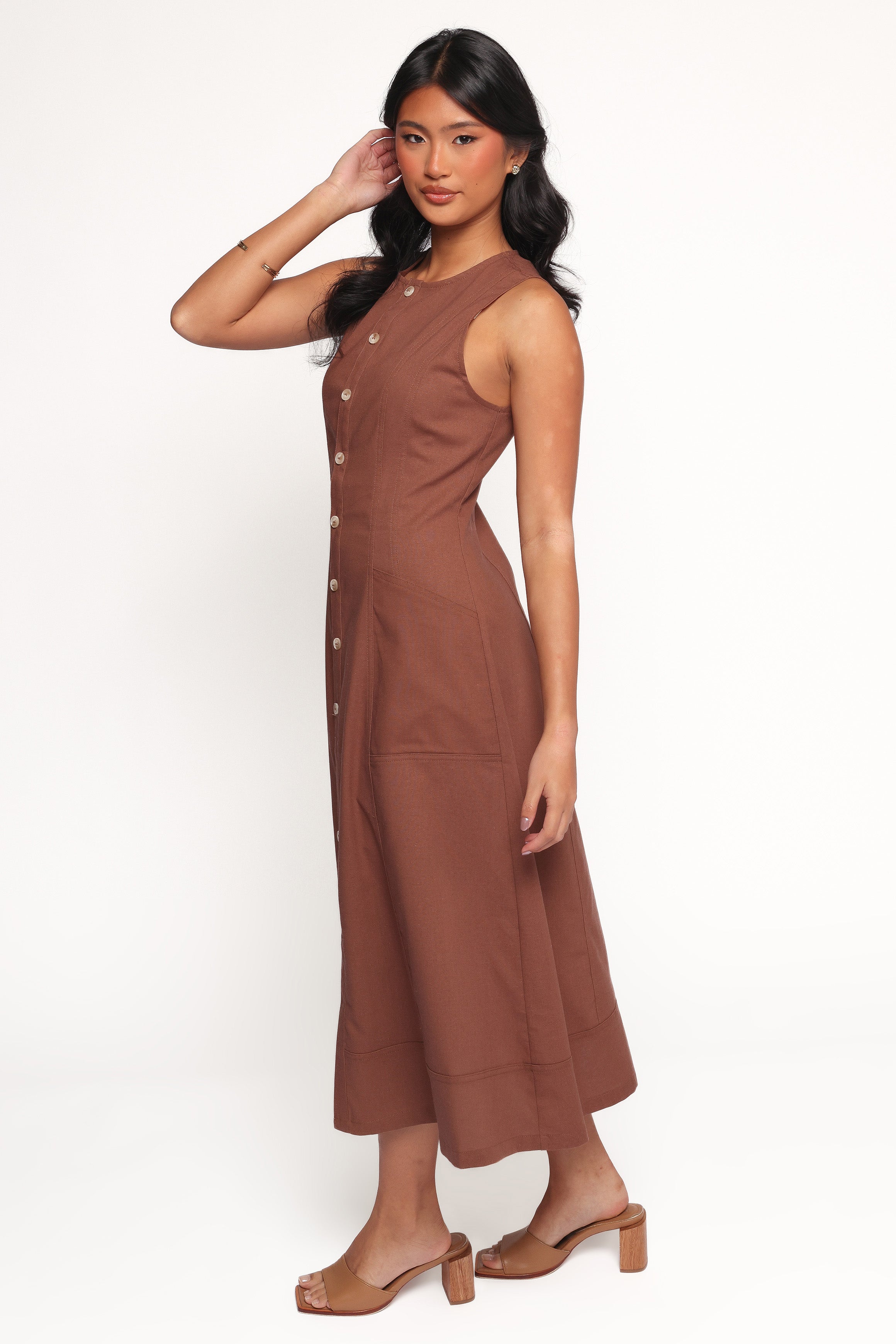 Petal and Pup USA DRESSES Kingsley Midi Dress - Chocolate