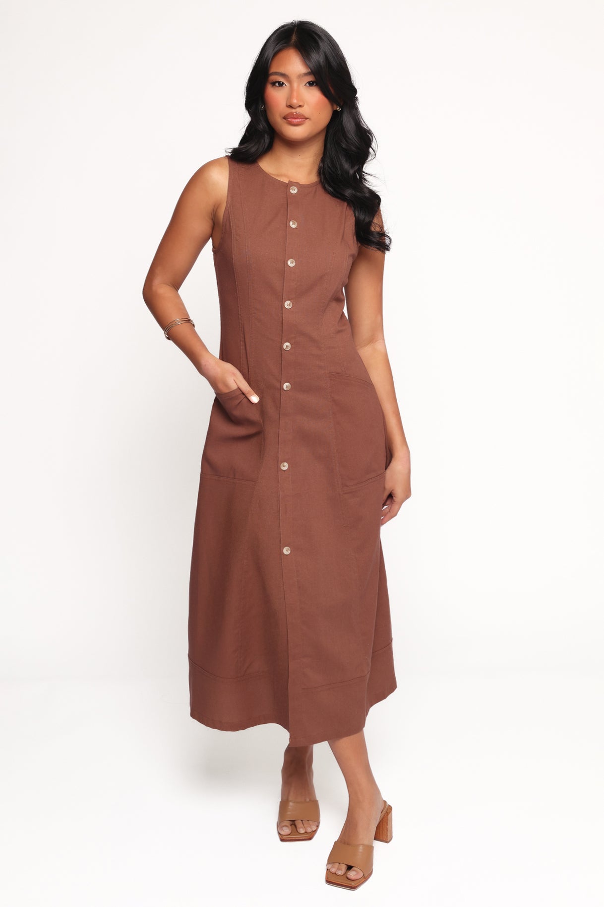 Petal and Pup USA DRESSES Kingsley Midi Dress - Chocolate