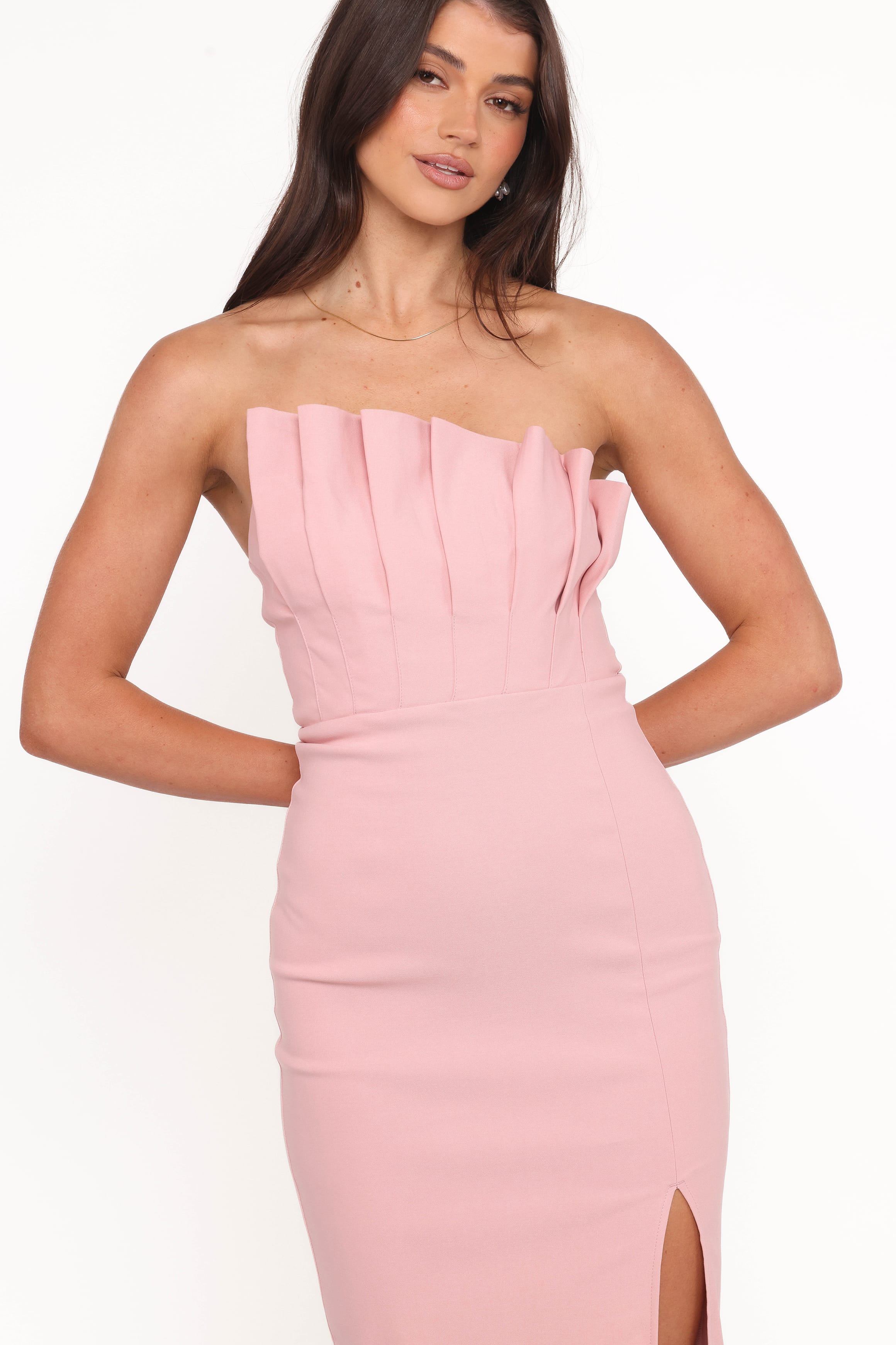 Petal and Pup USA DRESSES Kinnie Midi Strapless Dress - Pink