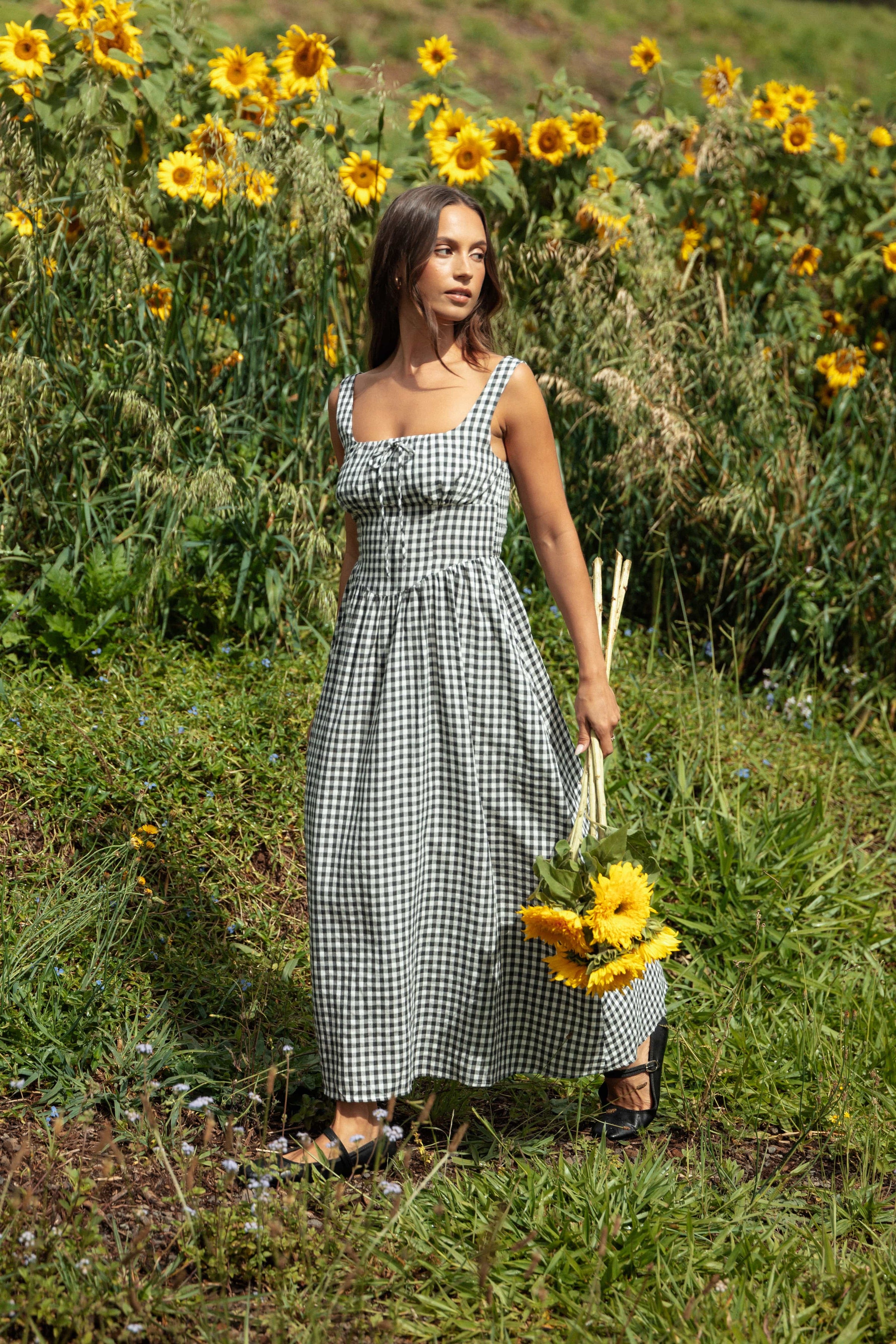 Petal and Pup USA DRESSES Kinslee Midi Dress - Black Gingham (Hold for Rack)