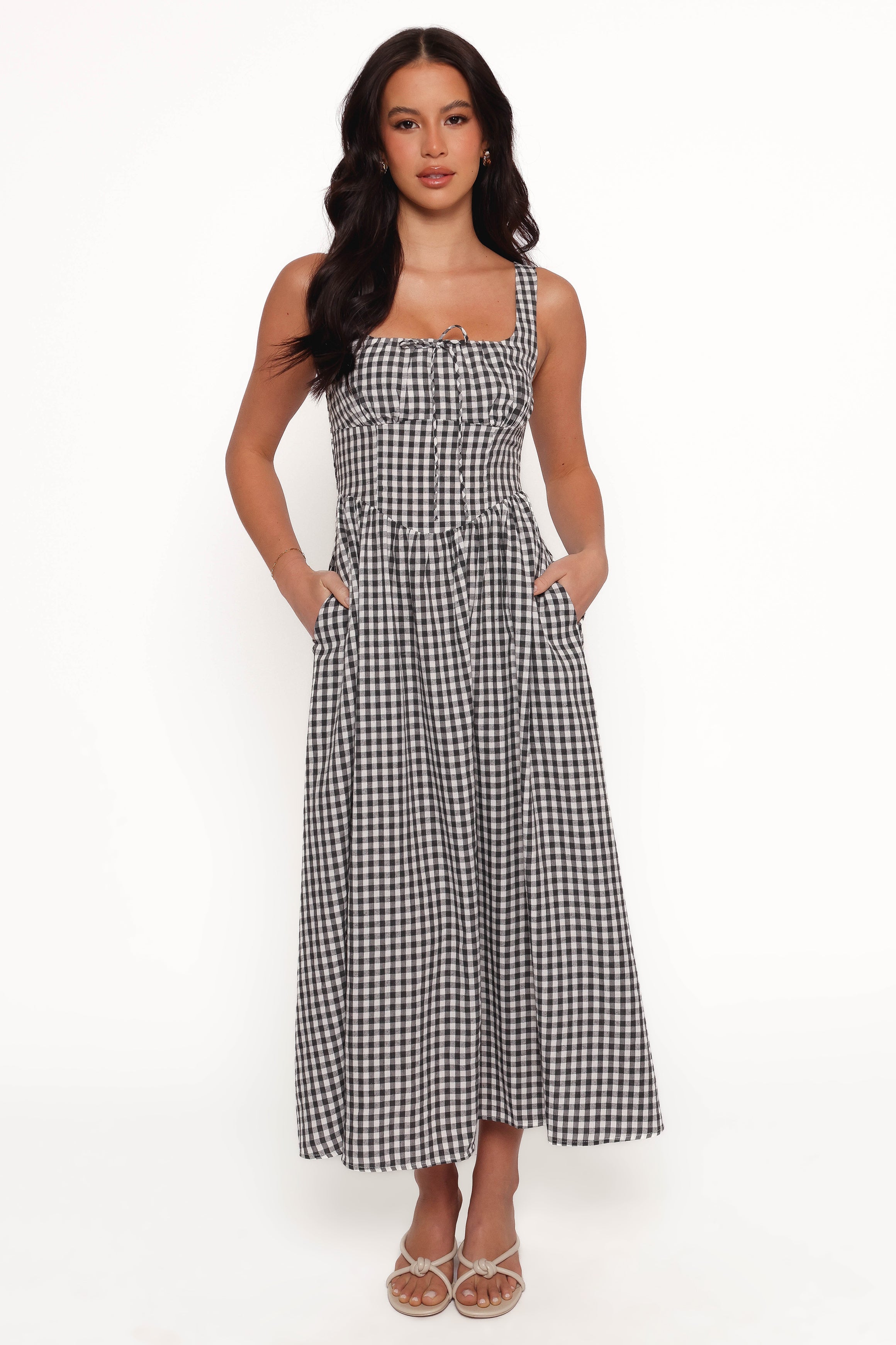 Petal and Pup USA DRESSES Kinslee Midi Dress - Black Gingham (Hold for Rack)