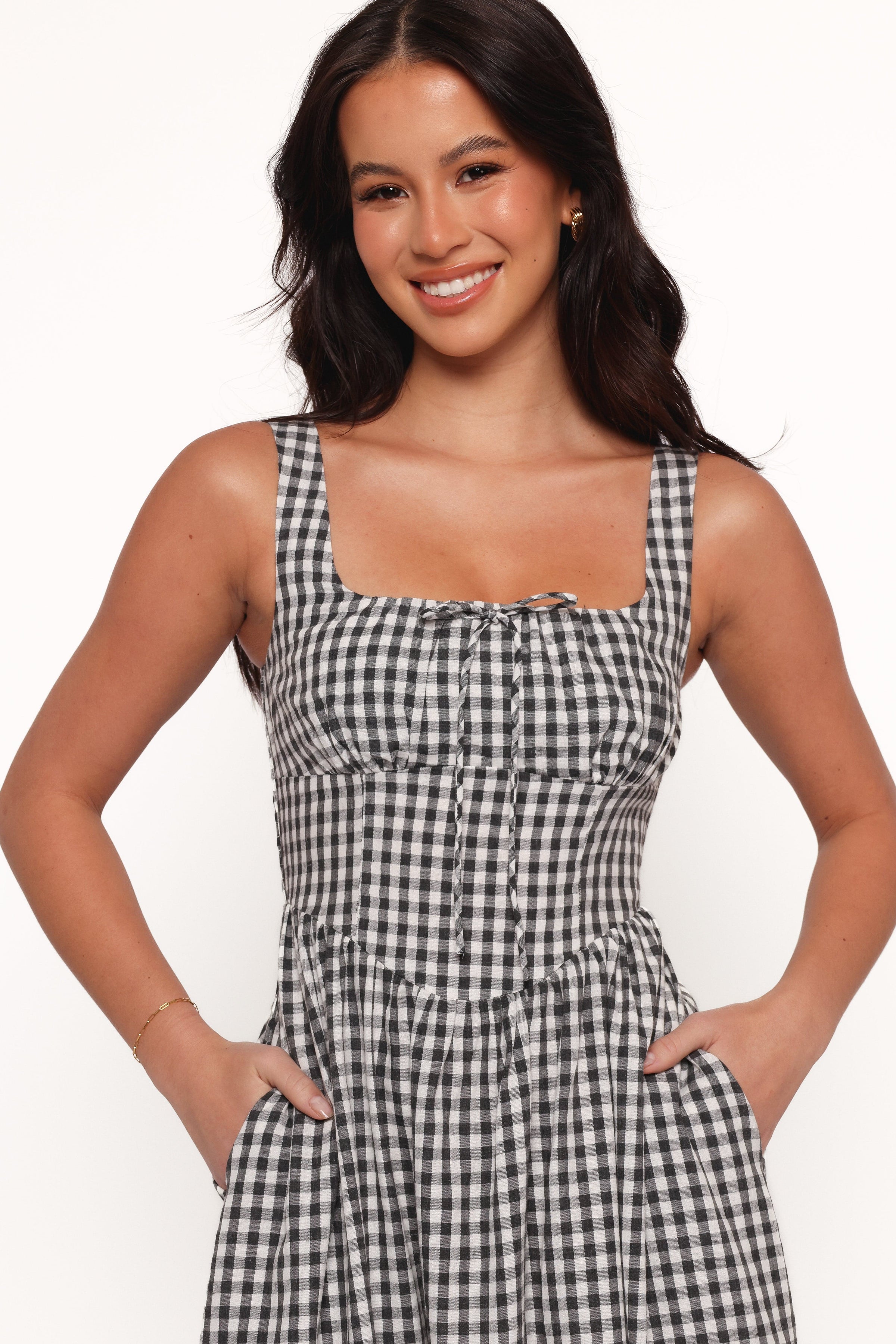 Petal and Pup USA DRESSES Kinslee Midi Dress - Black Gingham (Hold for Rack)