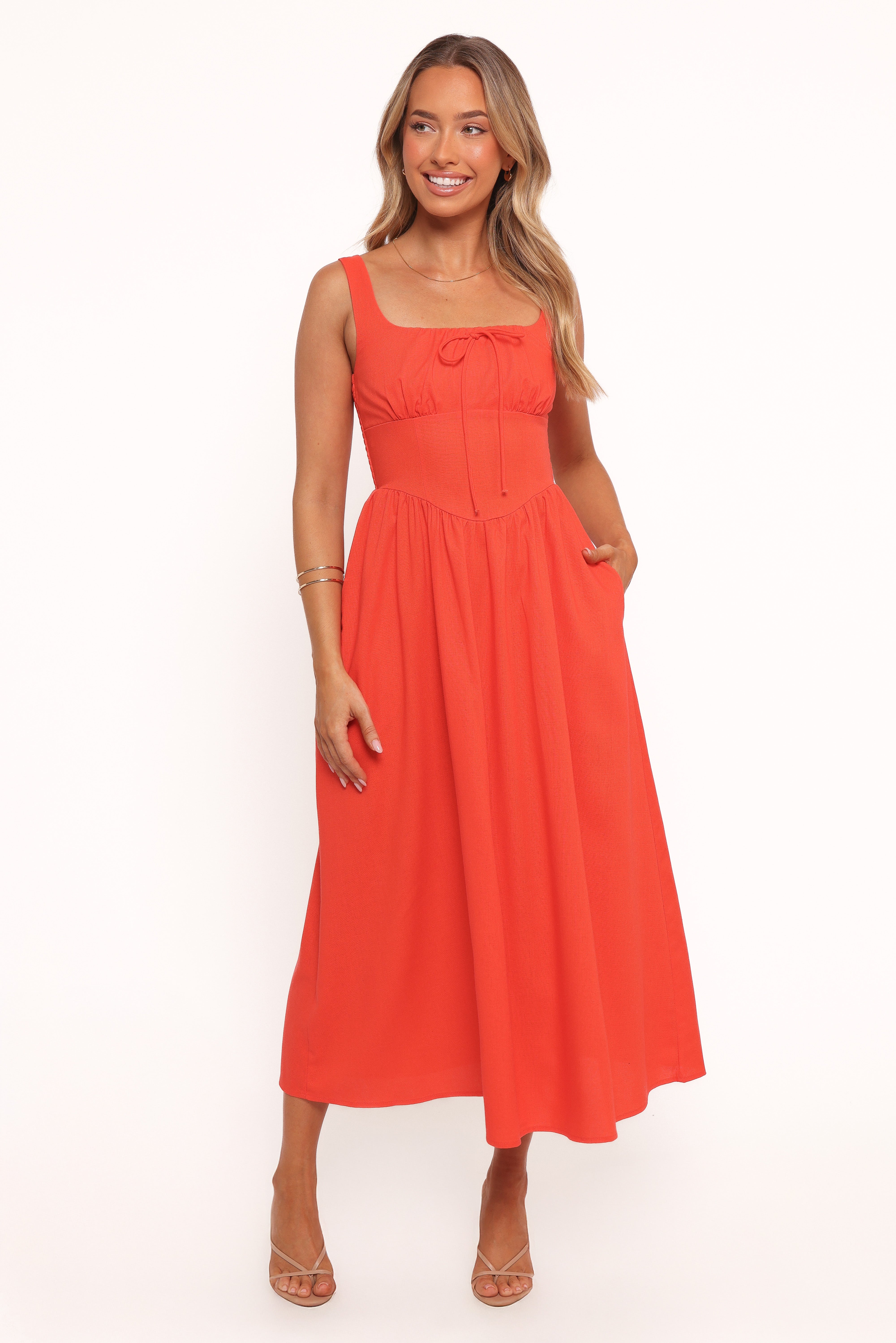 Petal and Pup USA DRESSES Kinslee Midi Dress - Coral (Hold for Rack)