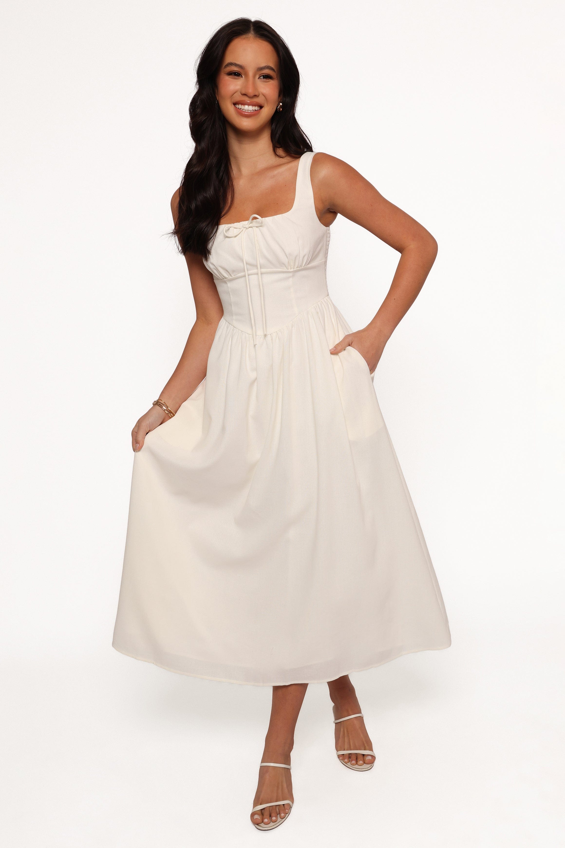 Petal and Pup USA DRESSES Kinslee Midi Dress - White