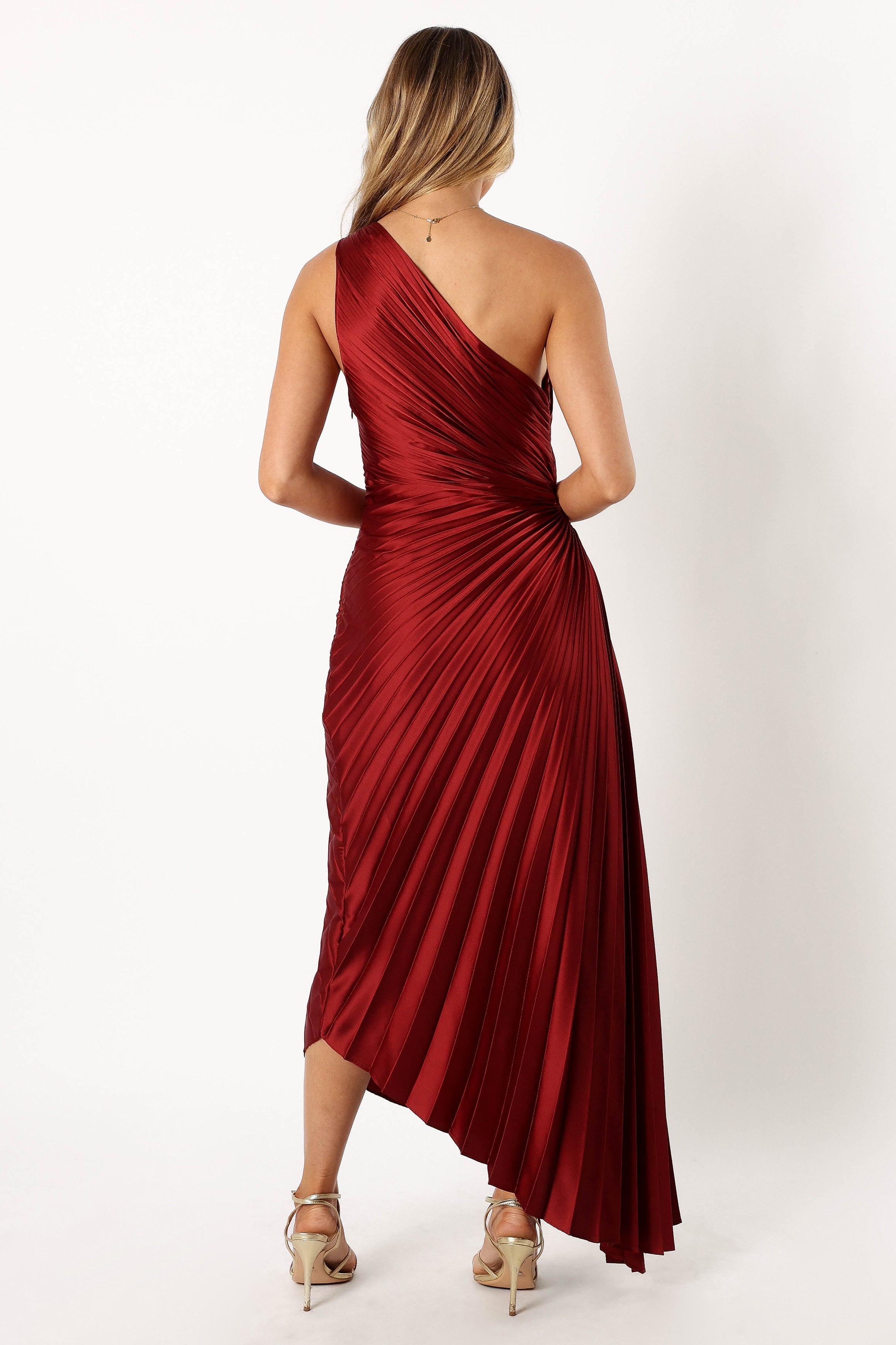 DRESSES @Kleo One Shoulder Maxi Dress - Merlot
