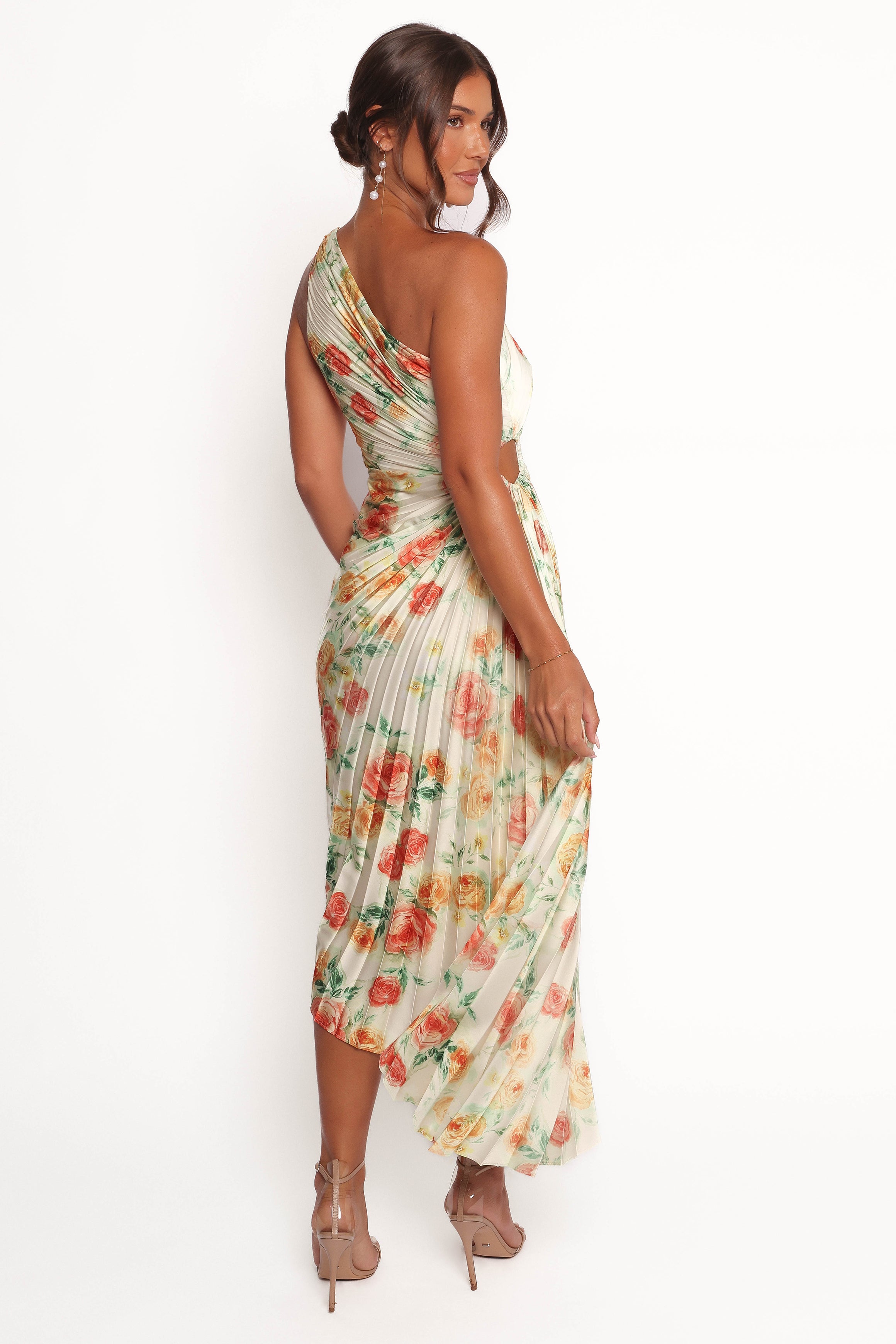 Petal and Pup USA DRESSES Kleo One Shoulder Maxi Dress - Yellow Floral