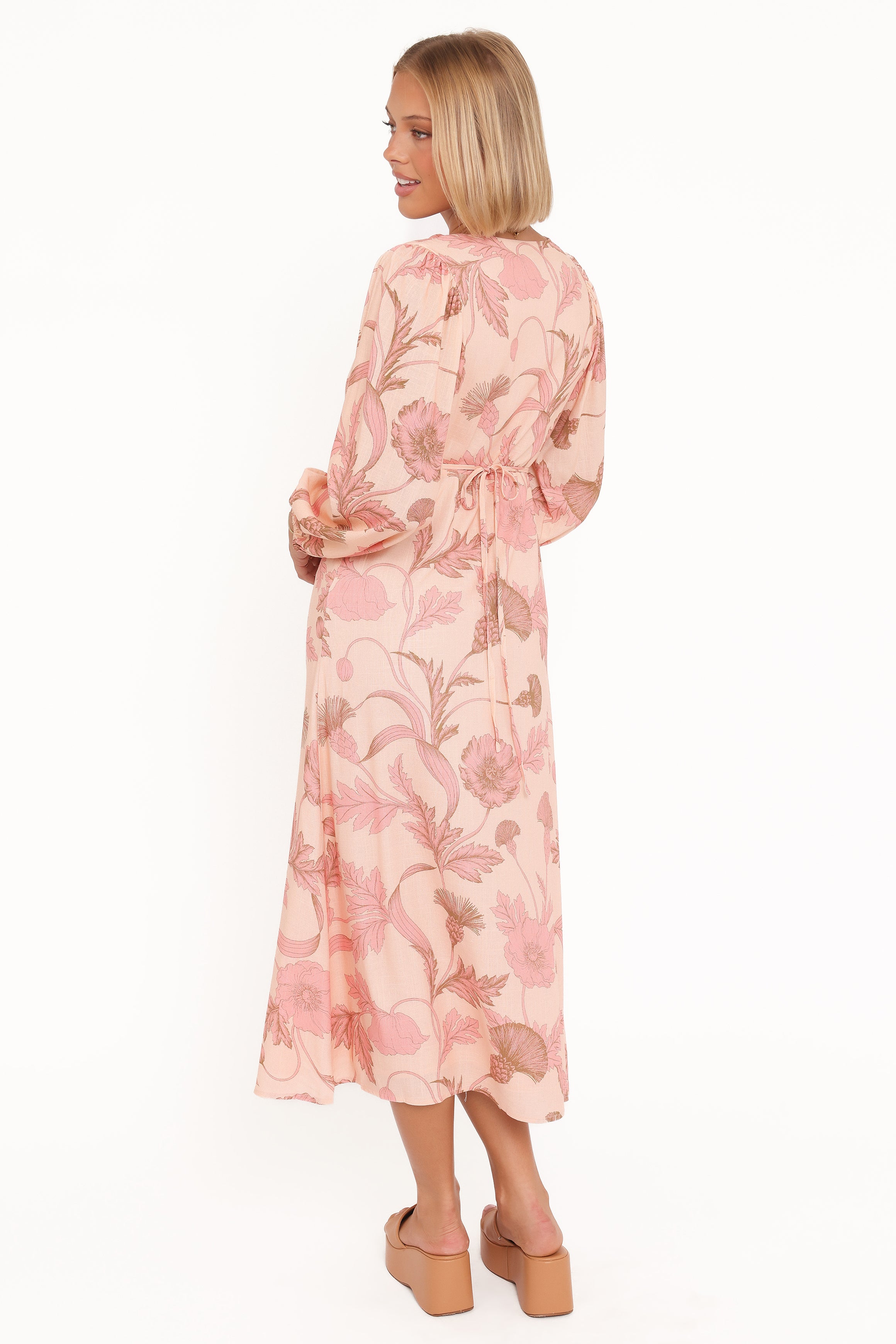 Petal and Pup USA DRESSES Kolby Long Sleeve Midi Dress - Pink Floral