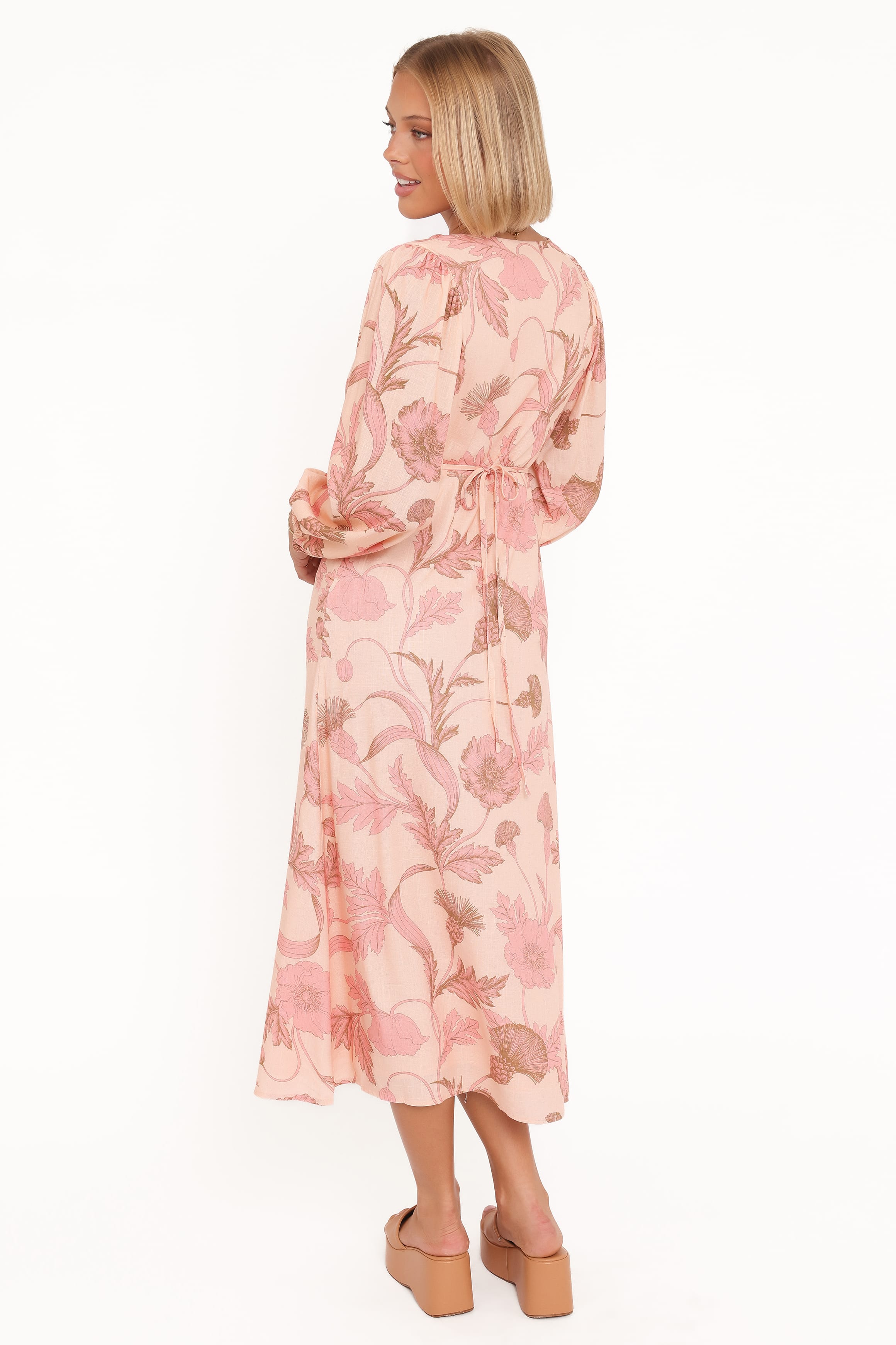 Petal and Pup USA DRESSES Kolby Long Sleeve Midi Dress - Pink Floral