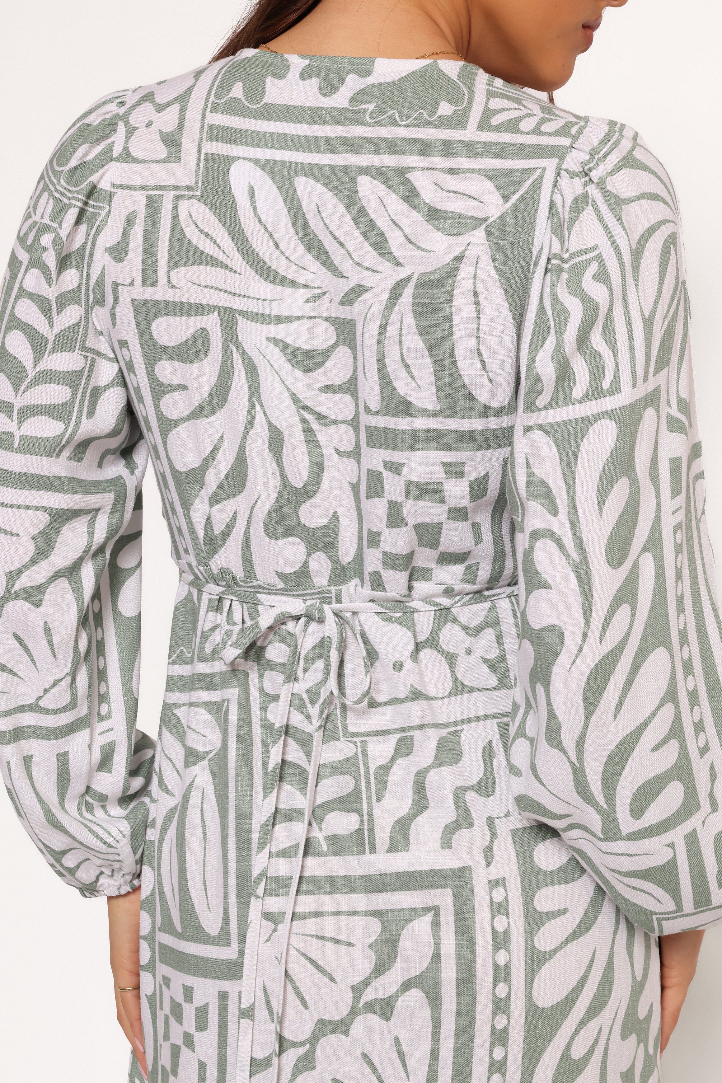 Petal and Pup USA DRESSES Kolby Long Sleeve Midi Dress - Sage Print