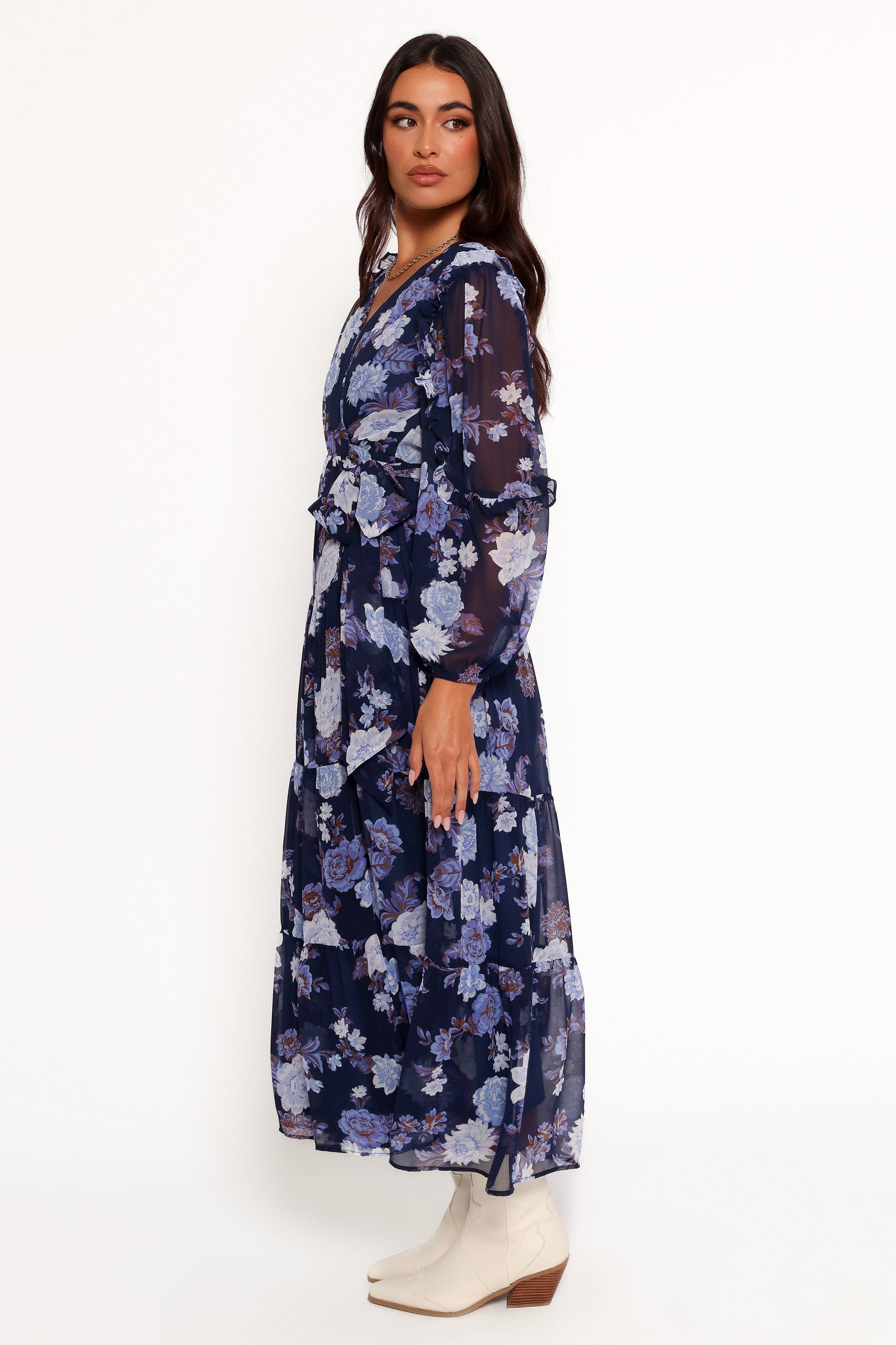 Petal and Pup USA DRESSES Korina Long Sleeve Maxi Dress - Vintage Blues