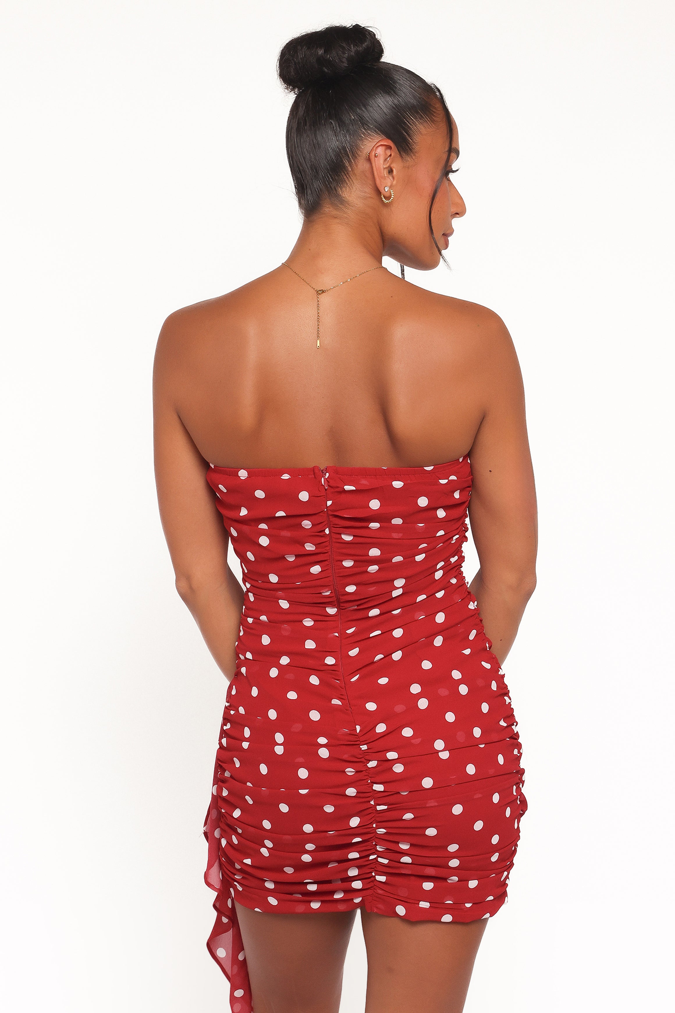 Petal and Pup USA DRESSES Kristen Strapless Mini Dress - Red Polka Dot