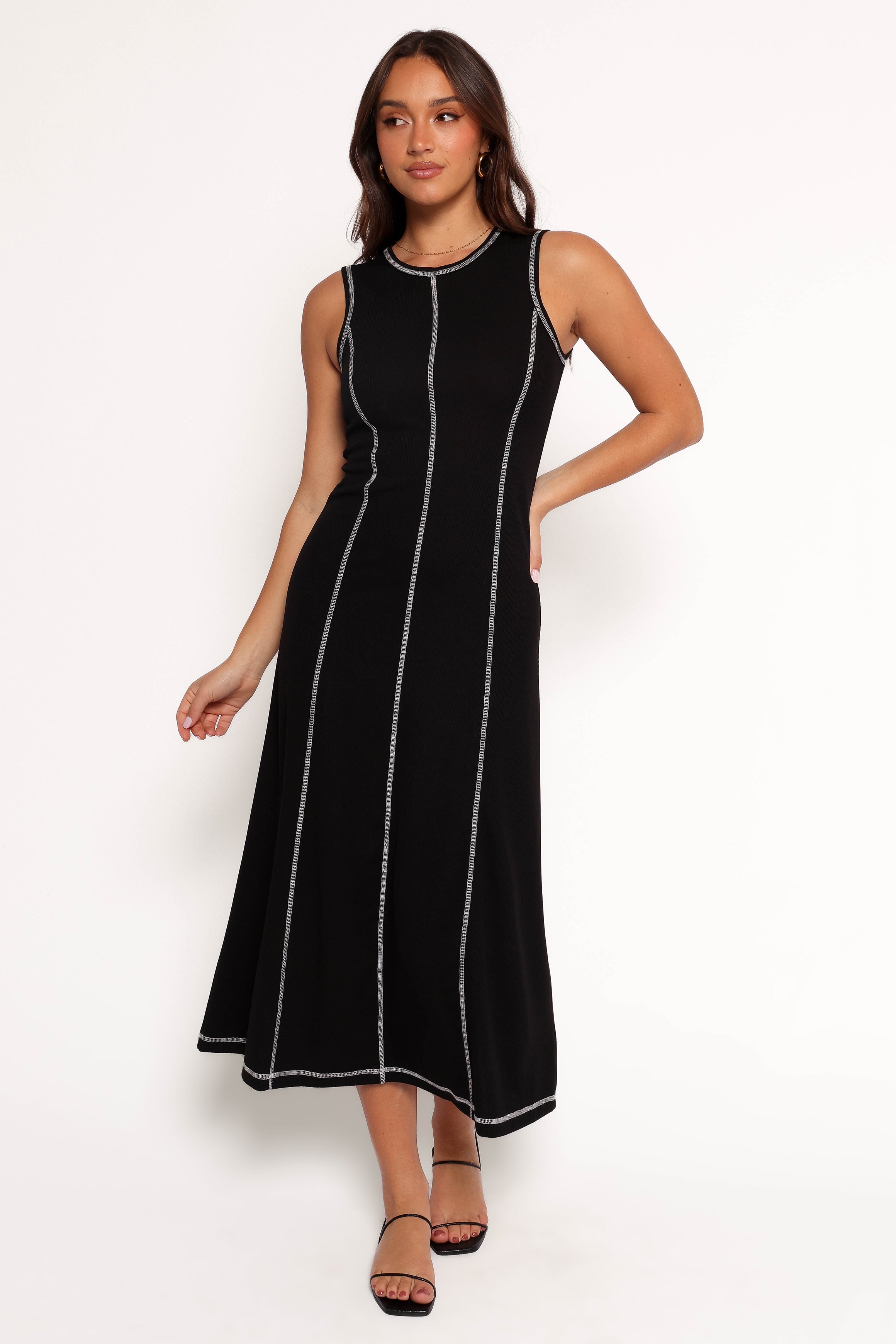 Petal and Pup USA DRESSES Kyrie Midi Dress - Black White