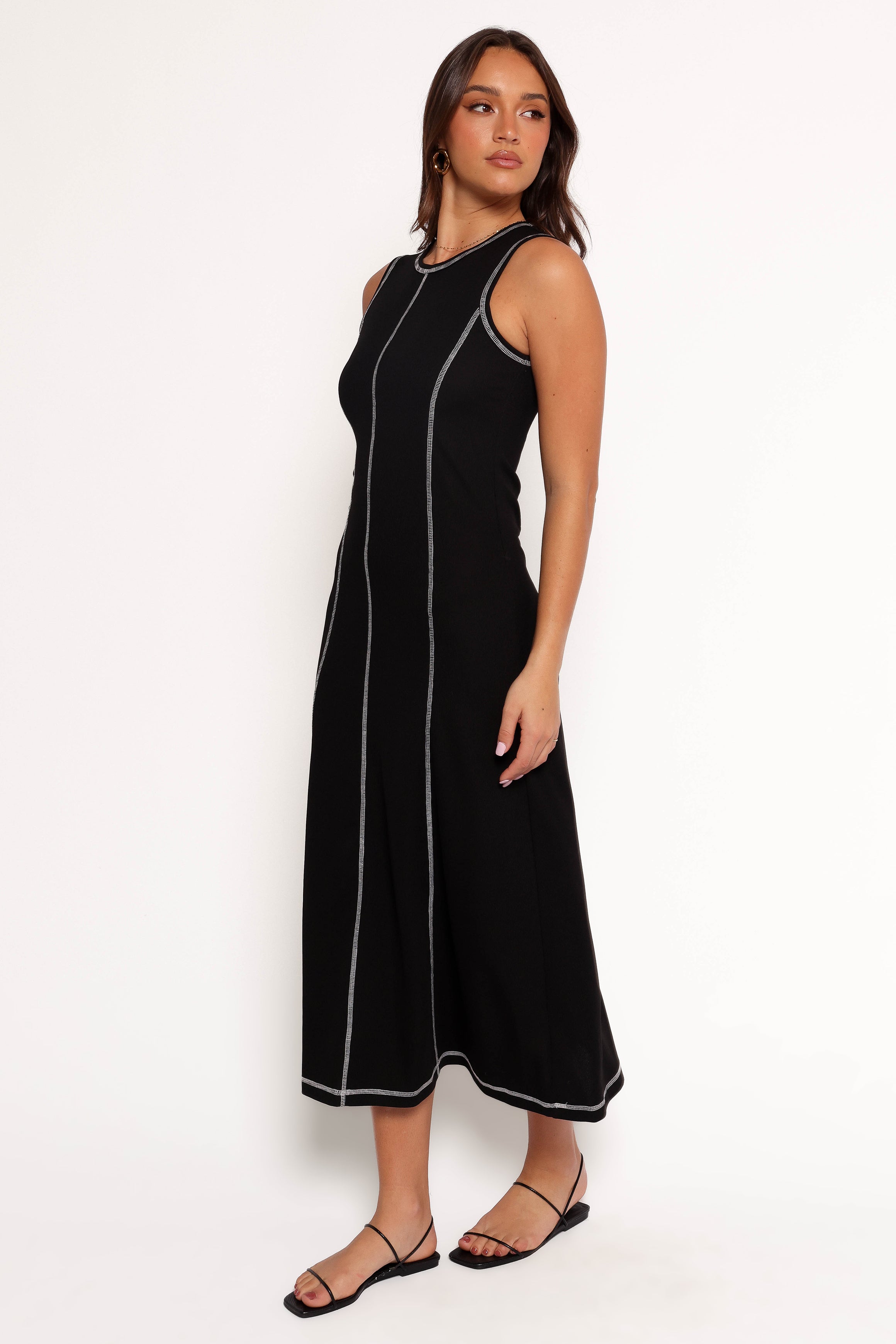 Petal and Pup USA DRESSES Kyrie Midi Dress - Black White
