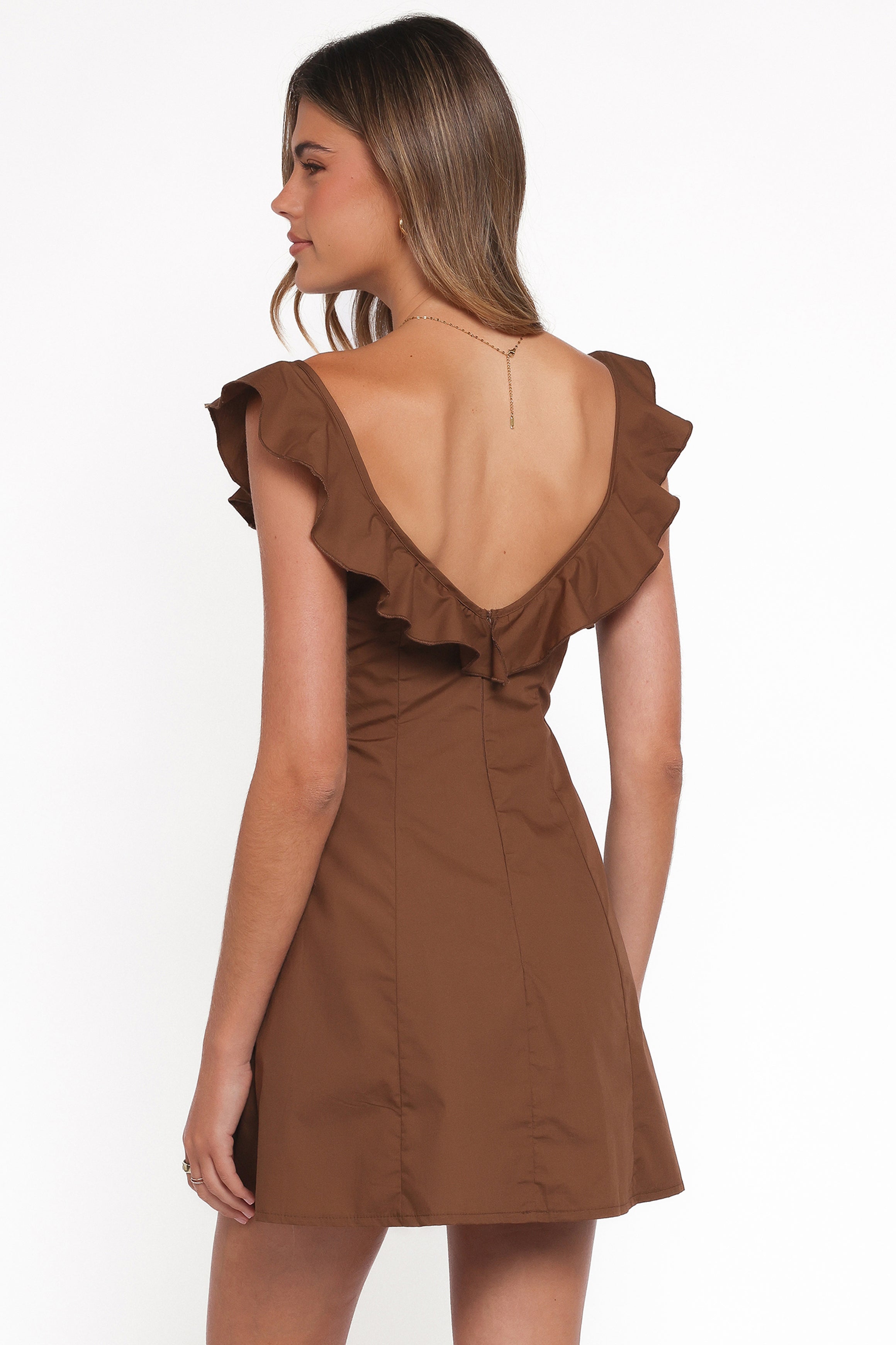 Petal and Pup USA DRESSES Lacey Mini Dress - Brown