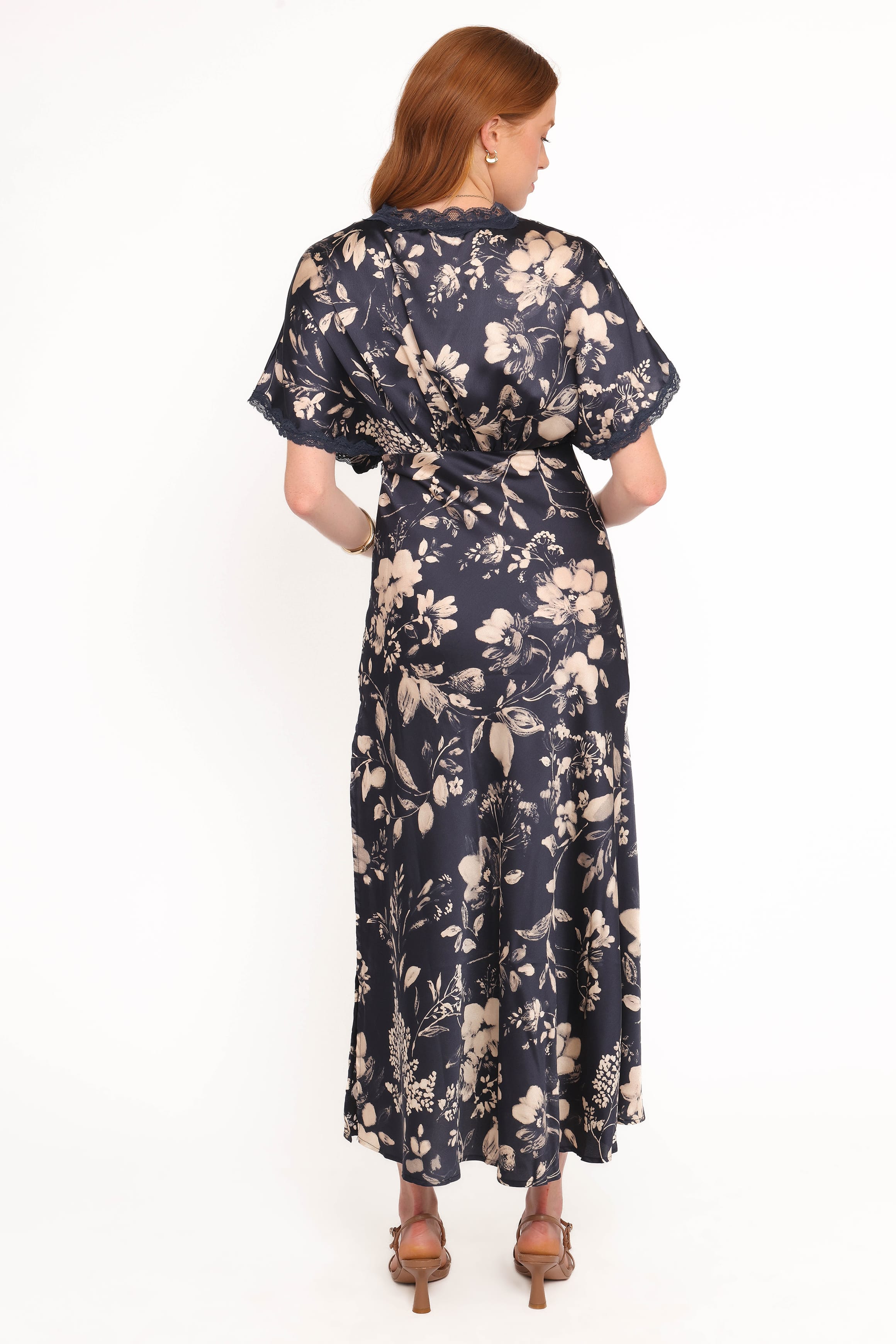 Petal and Pup USA DRESSES Laurent Midi Dress - Navy Cream Floral