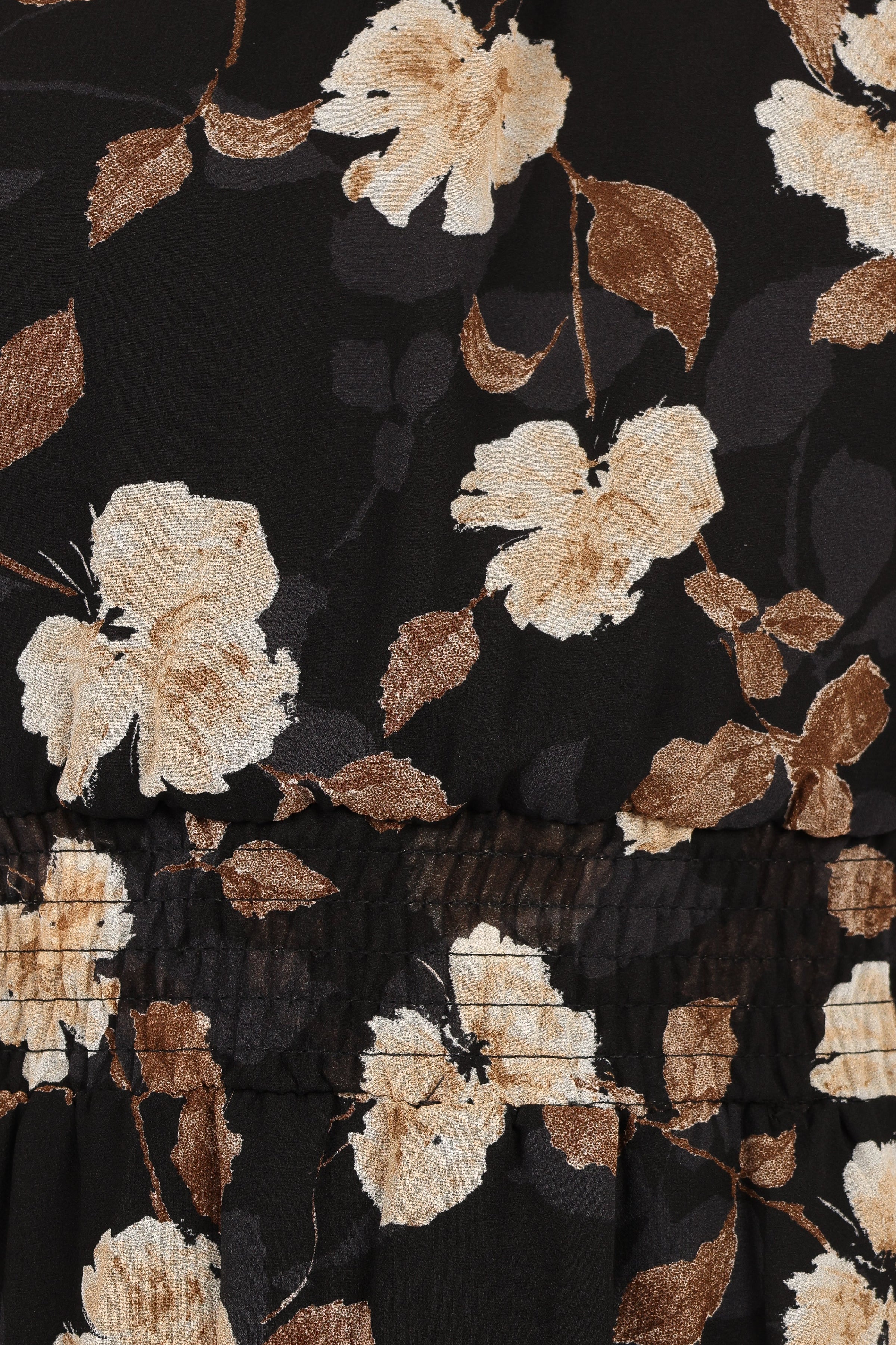 Petal and Pup USA DRESSES Layley One Shoulder Maxi Dress - Black Floral