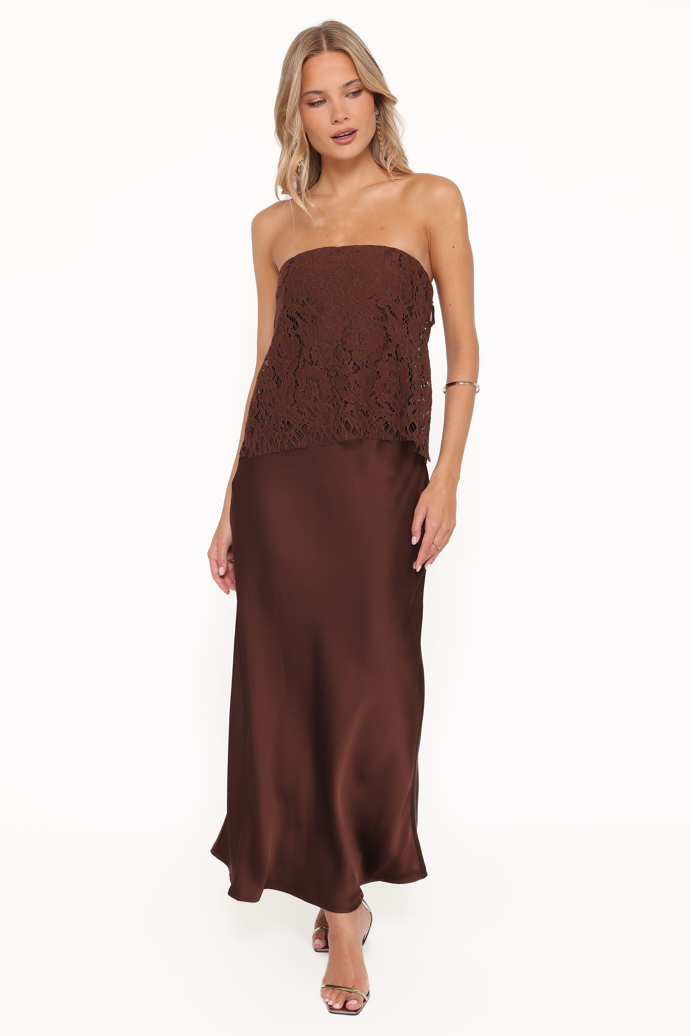 Petal and Pup USA DRESSES Lelita Strapless Maxi Dress - Brown