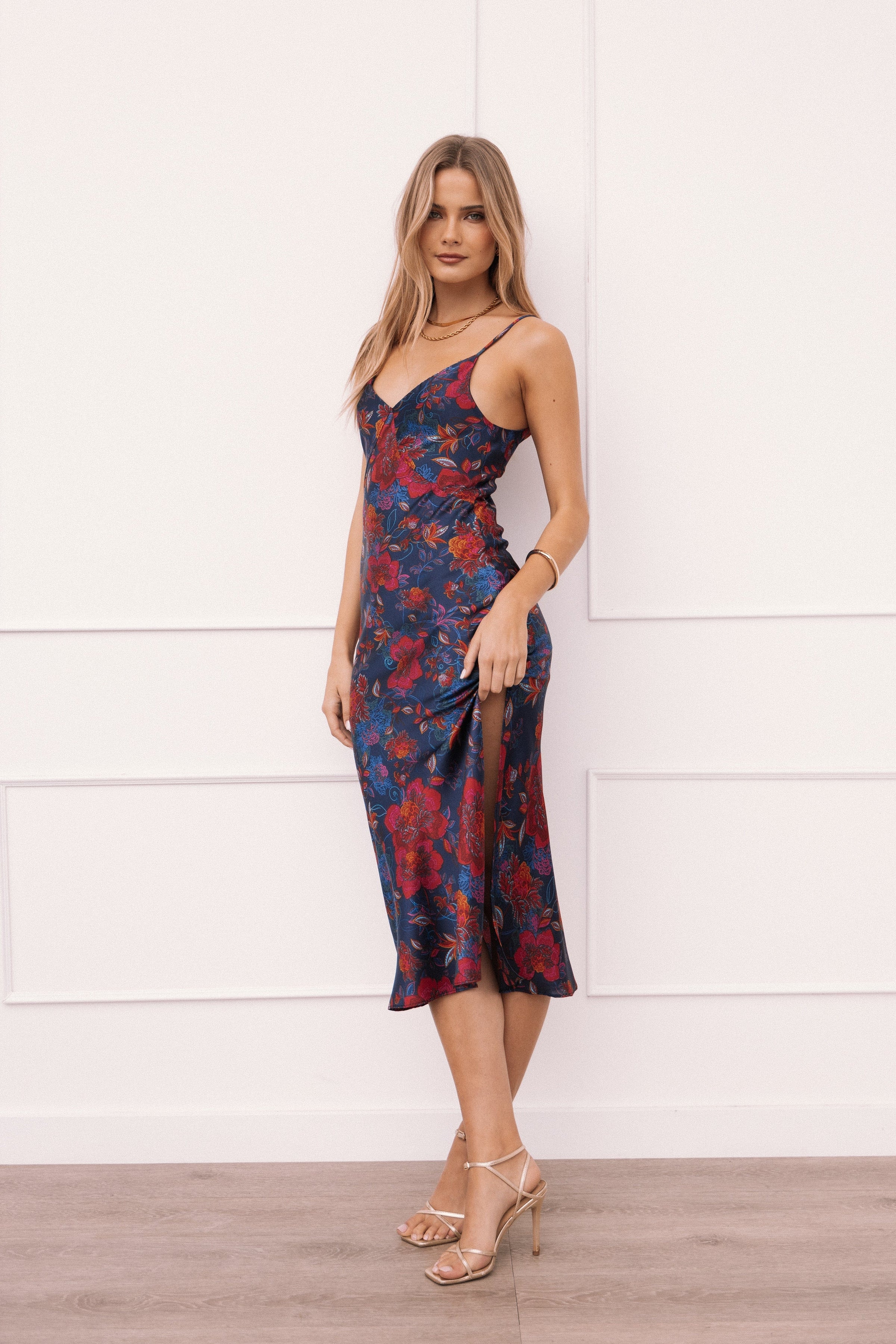 Petal and Pup USA DRESSES Lenore Midi Dress - Midnight Pomegranate