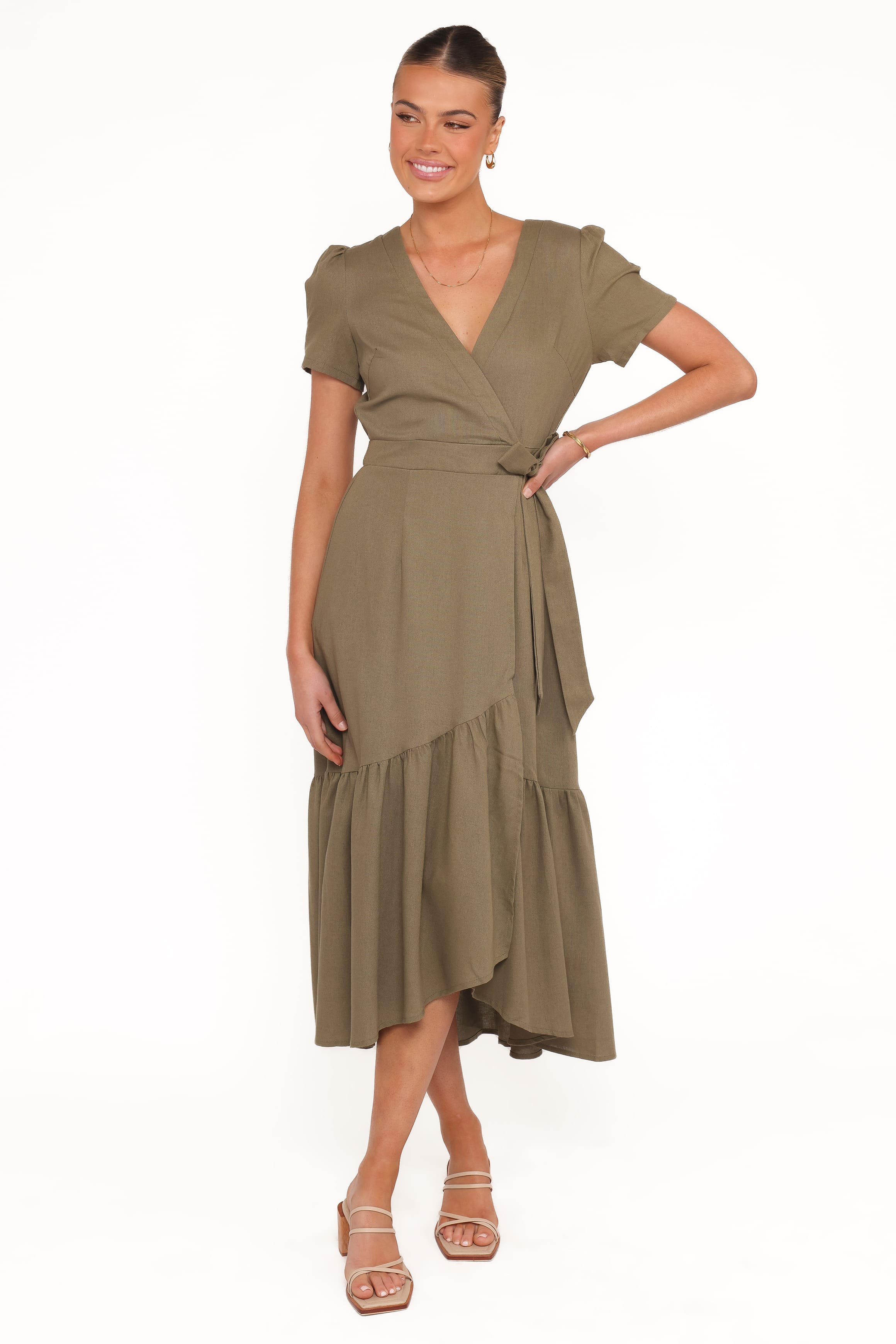 Petal and Pup USA DRESSES Leontine Midi Dress - Olive