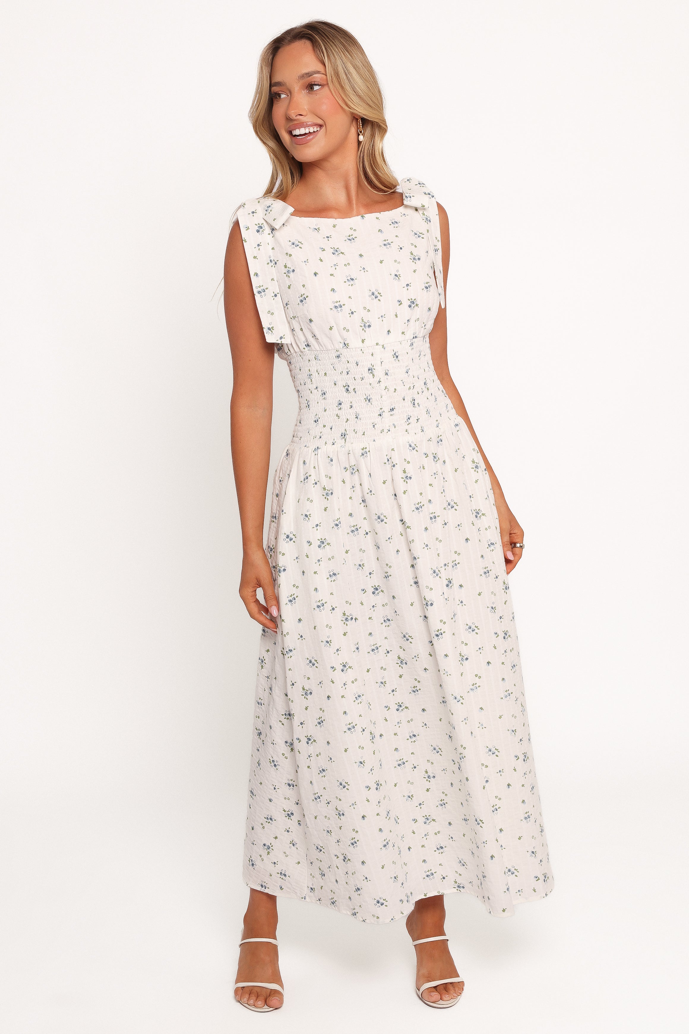 Petal and Pup USA DRESSES Leticia Midi Dress - Blue Ditsy Floral (Hold for Rack)