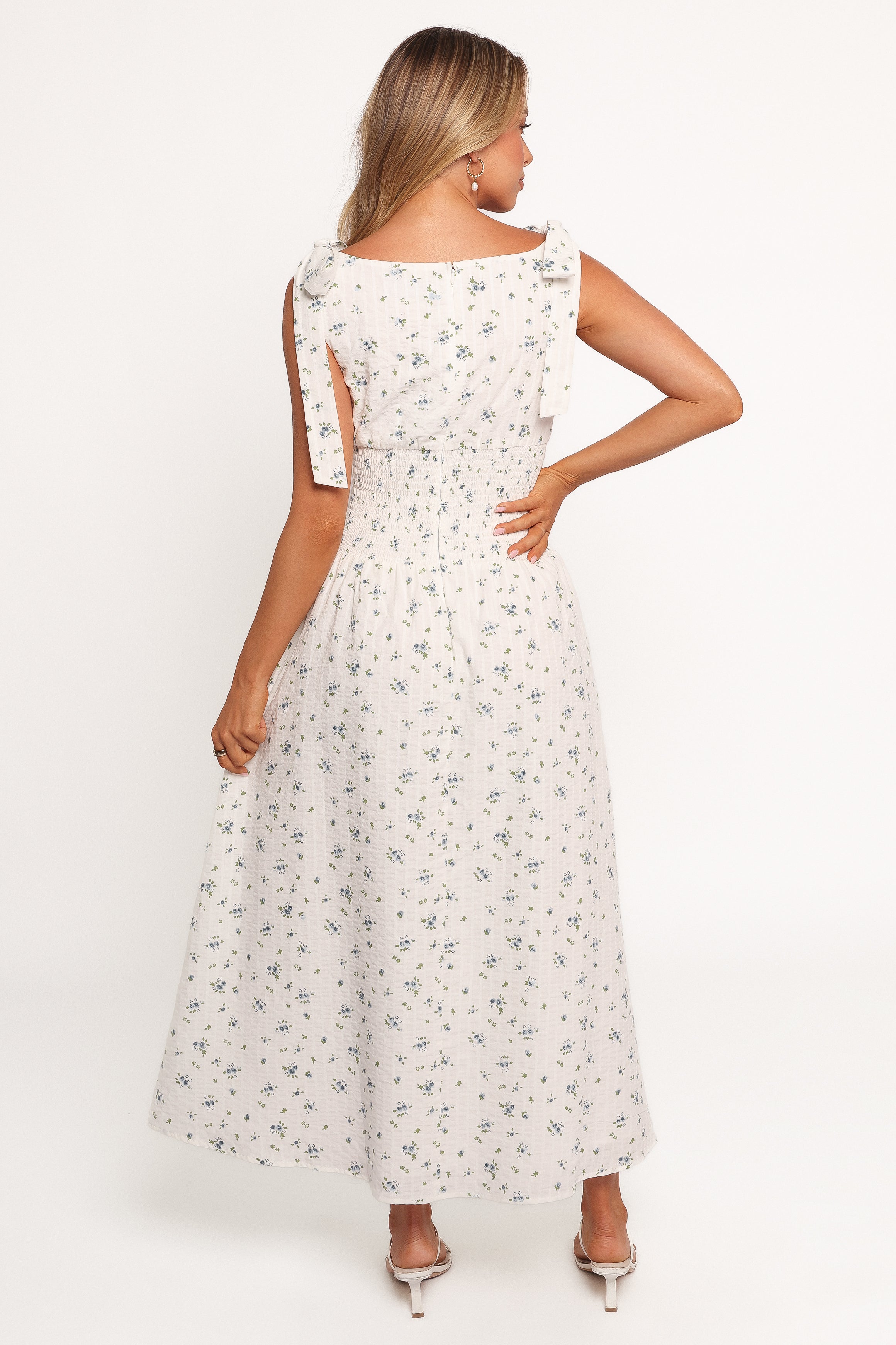 Petal and Pup USA DRESSES Leticia Midi Dress - Blue Ditsy Floral (Hold for Rack)