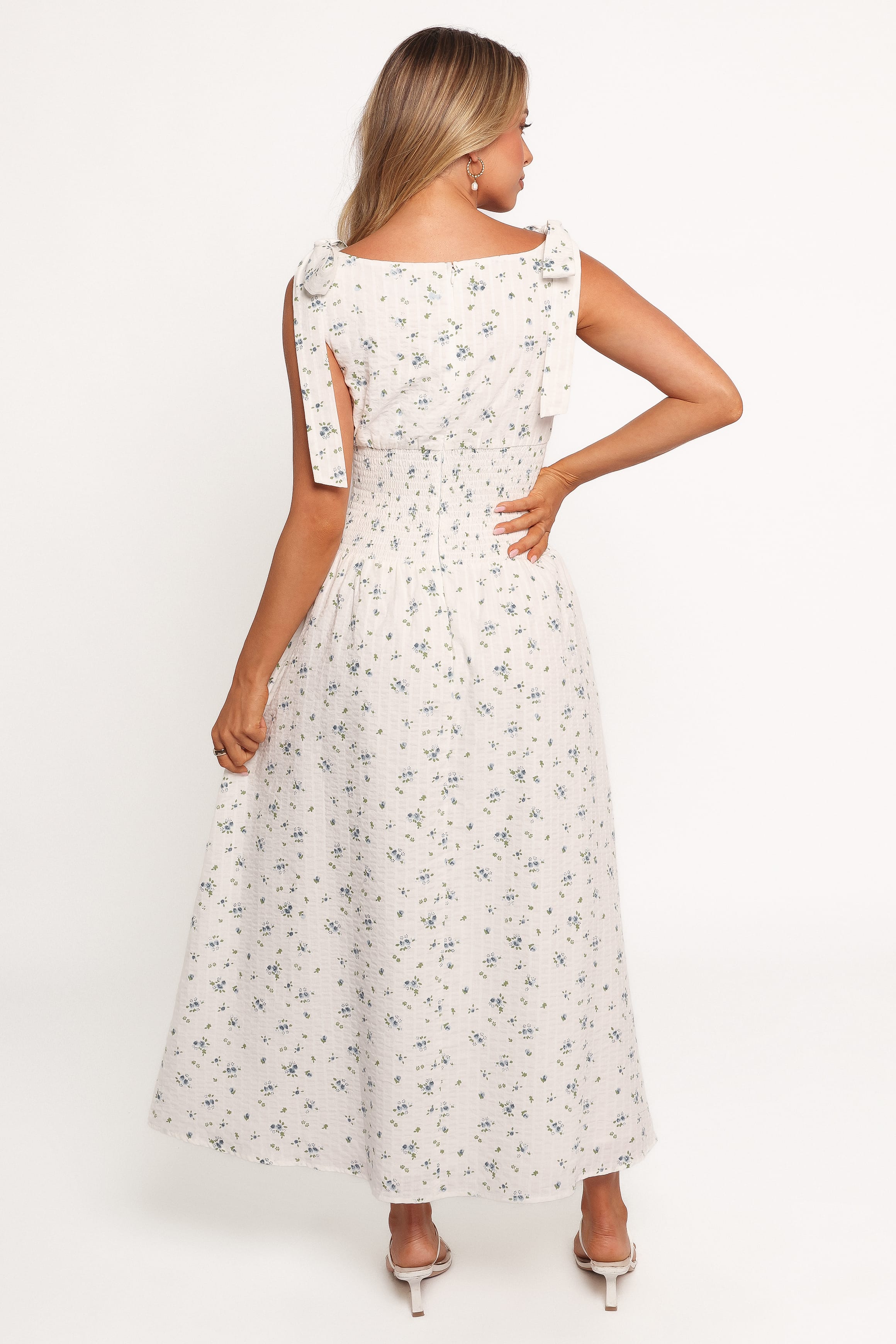 Petal and Pup USA DRESSES Leticia Midi Dress - Blue Ditsy Floral (Hold for Rack)