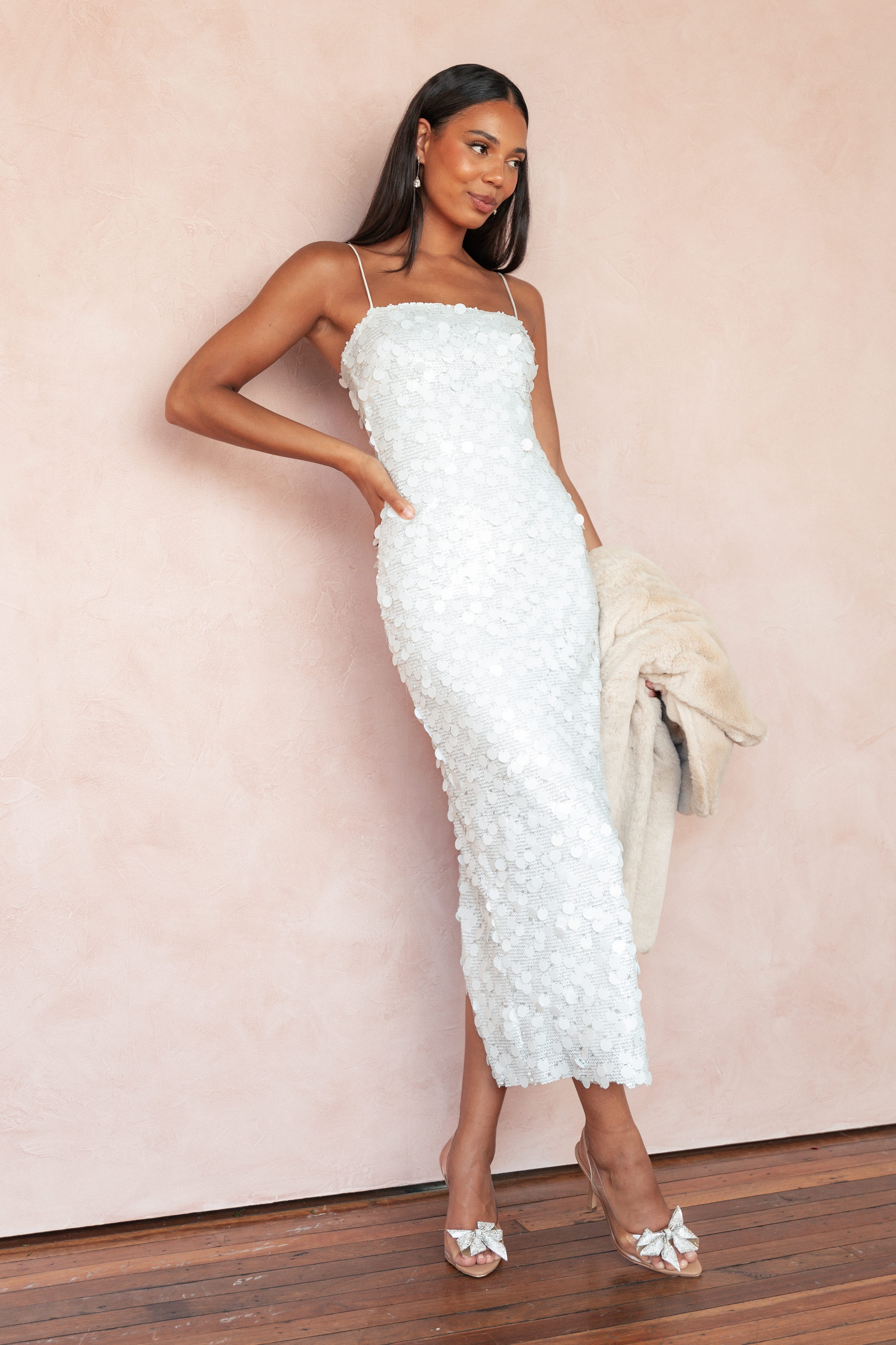 Petal and Pup USA DRESSES Letta Midi Dress - White